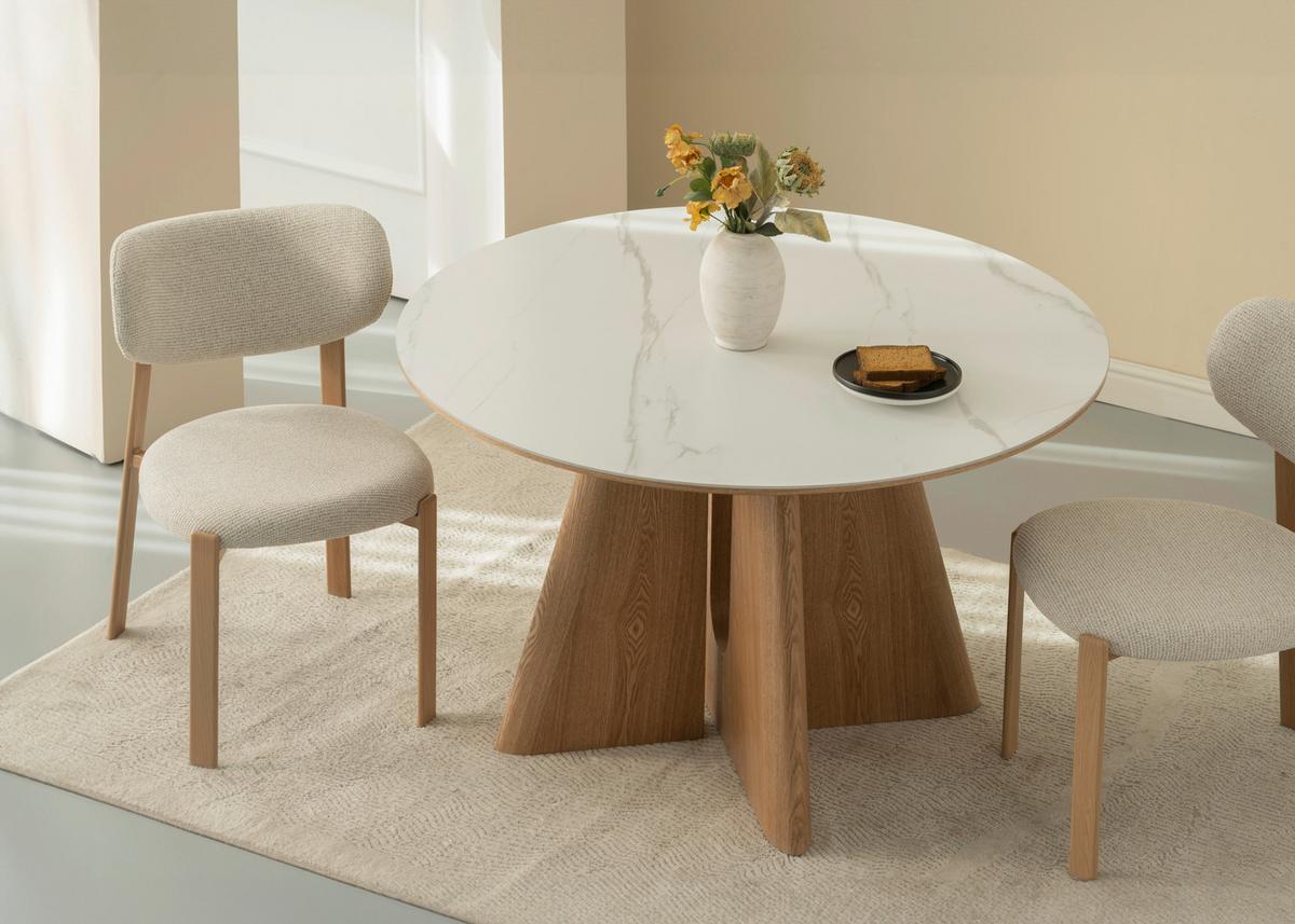 Jedilna Miza Otis, Barva Hrasta, Bela, Ø 120 - barve hrasta/bela, Moderno, kamen/leseni material (120/75cm) - Livetastic