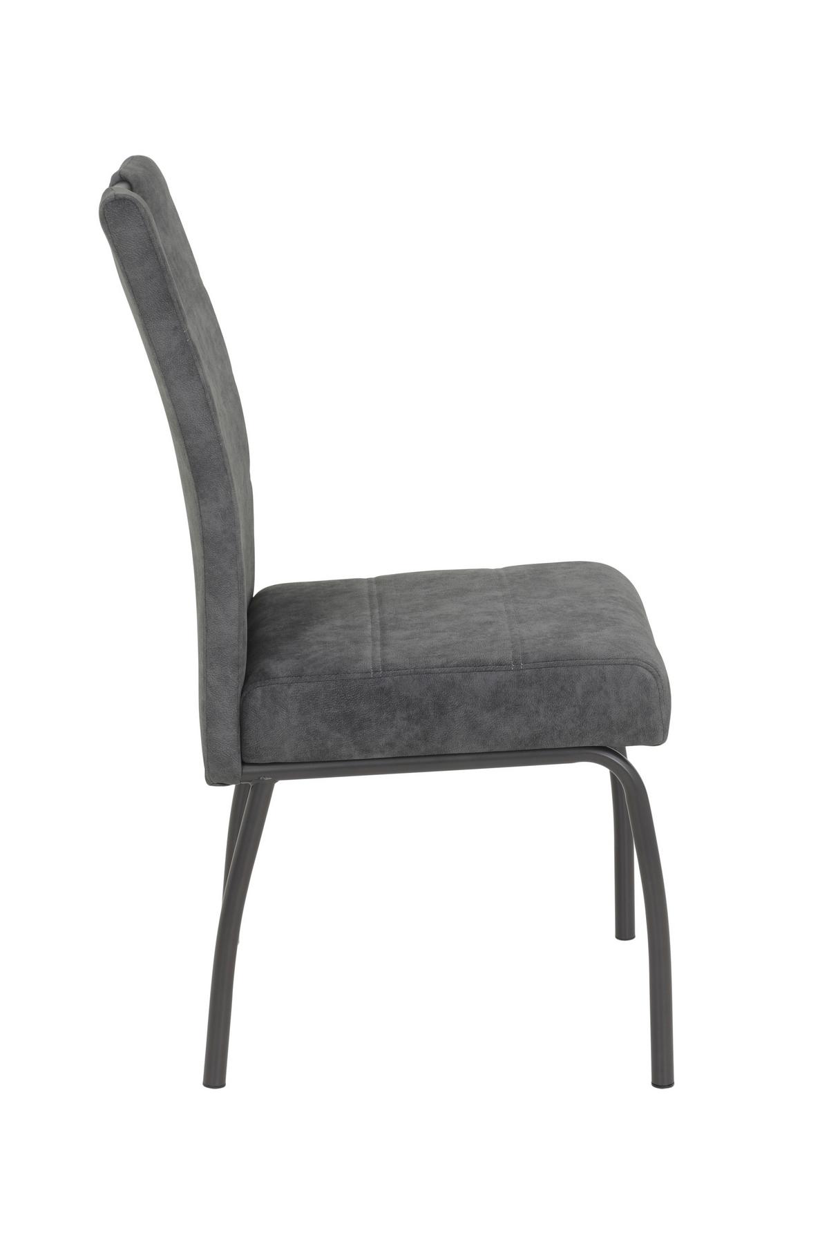 STUHL-SET EVELYN I S 2ER-SET - Anthrazit/Grau, MODERN, Textil/Metall (50/97/62cm) - MID.YOU