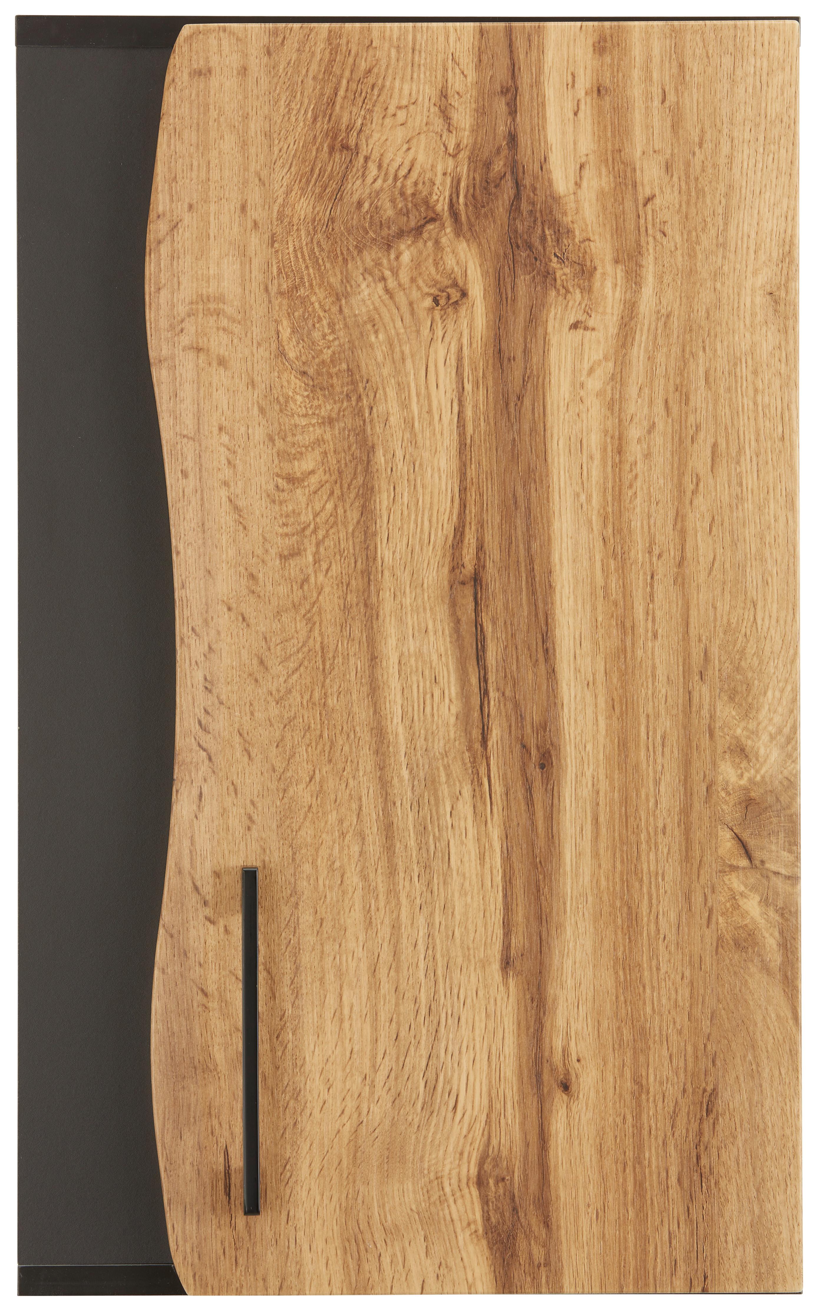 Zgornja Omara Timber, Hrast, Temno Siva - Moderno, kovina/leseni material (40/65/20cm) - Premium Living