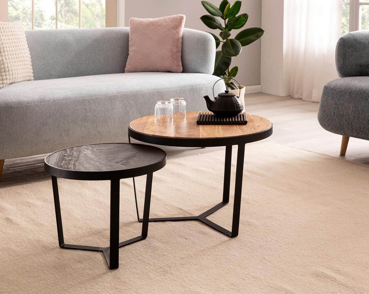 COUCHTISCHSET WL6.765 - Schwarz/Braun, Lifestyle, Holz/Holzwerkstoff (60/60/40cm) - MID.YOU