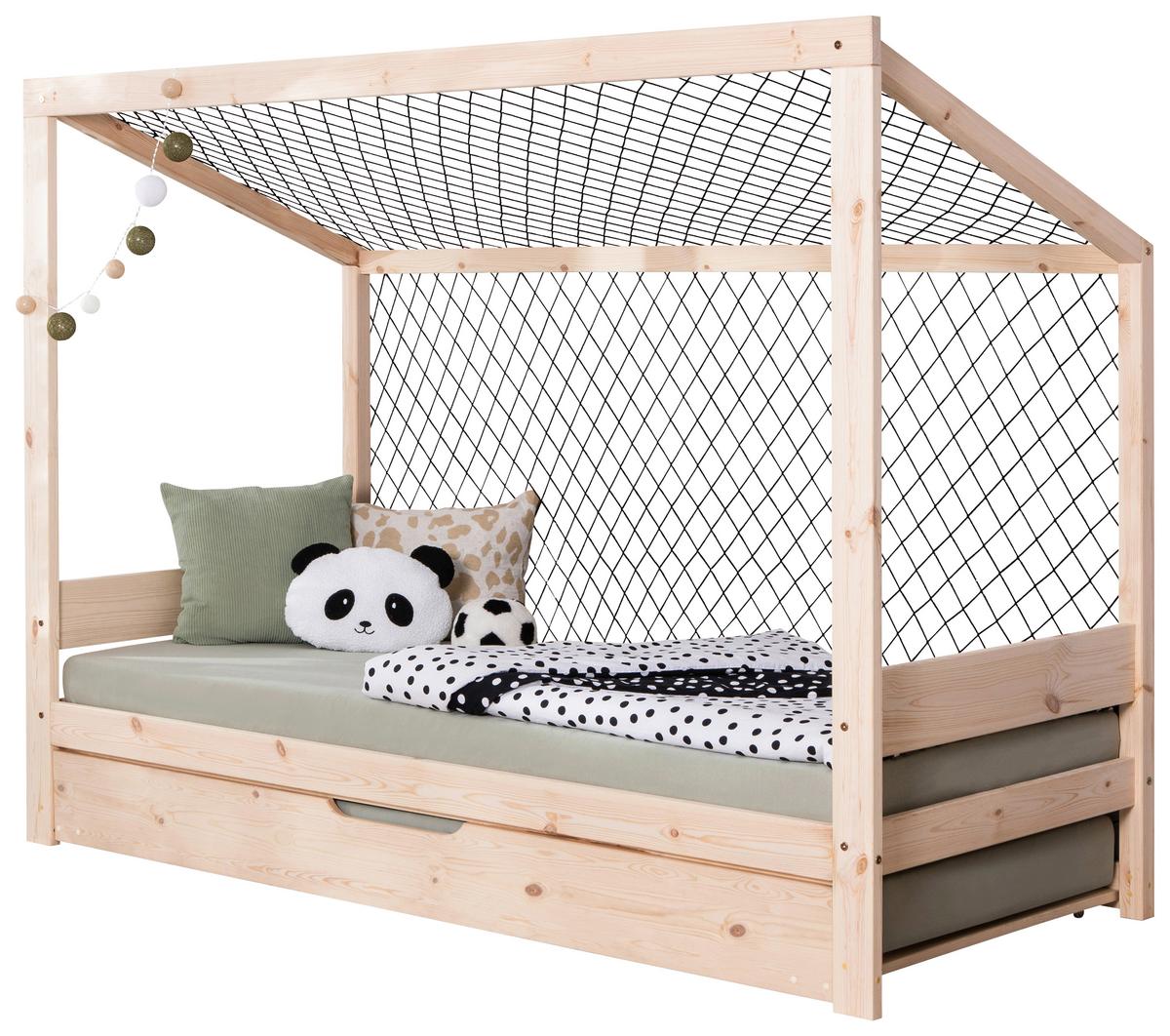 Ausziehbett Fußball Holz ca. 90x200 cm - Naturfarben, MODERN, Holz/Textil (90/200cm) - MID.YOU