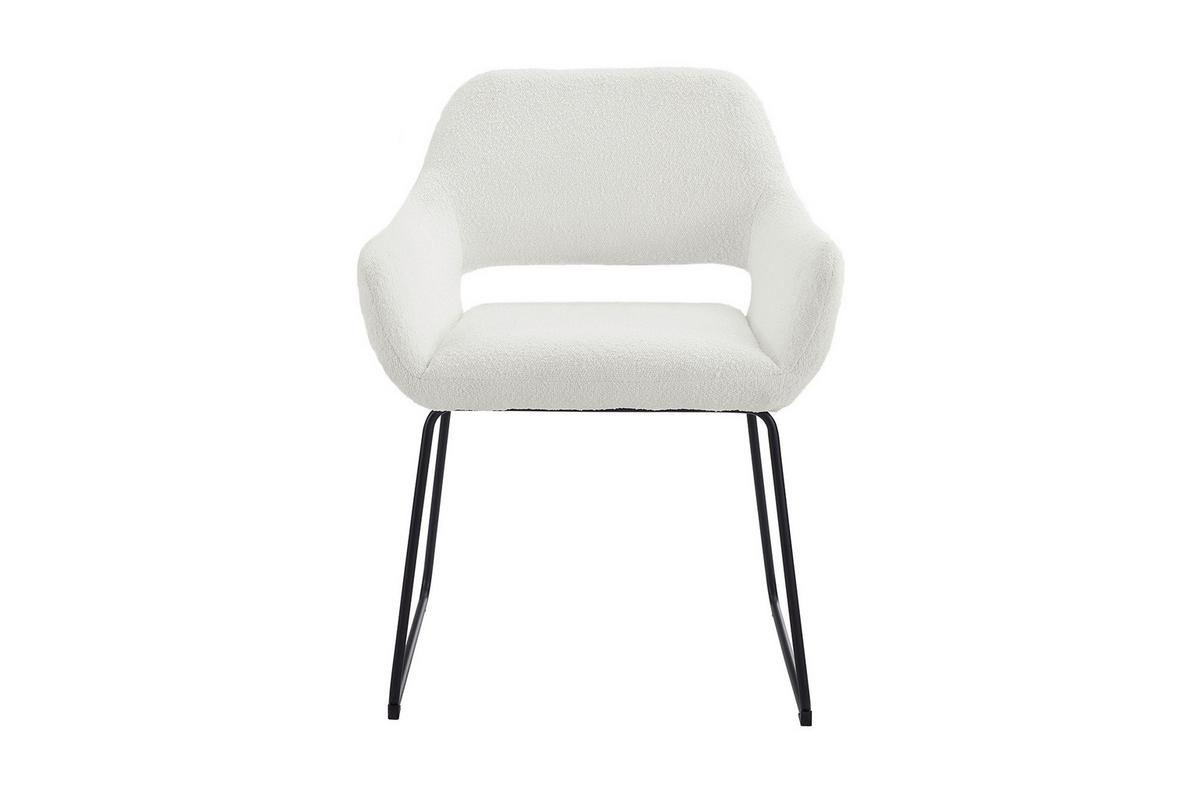 Naslanjač Bouclé, Bela - črna/bela, Moderno, kovina/tekstil (63,5/82,5/59cm) - Livetastic