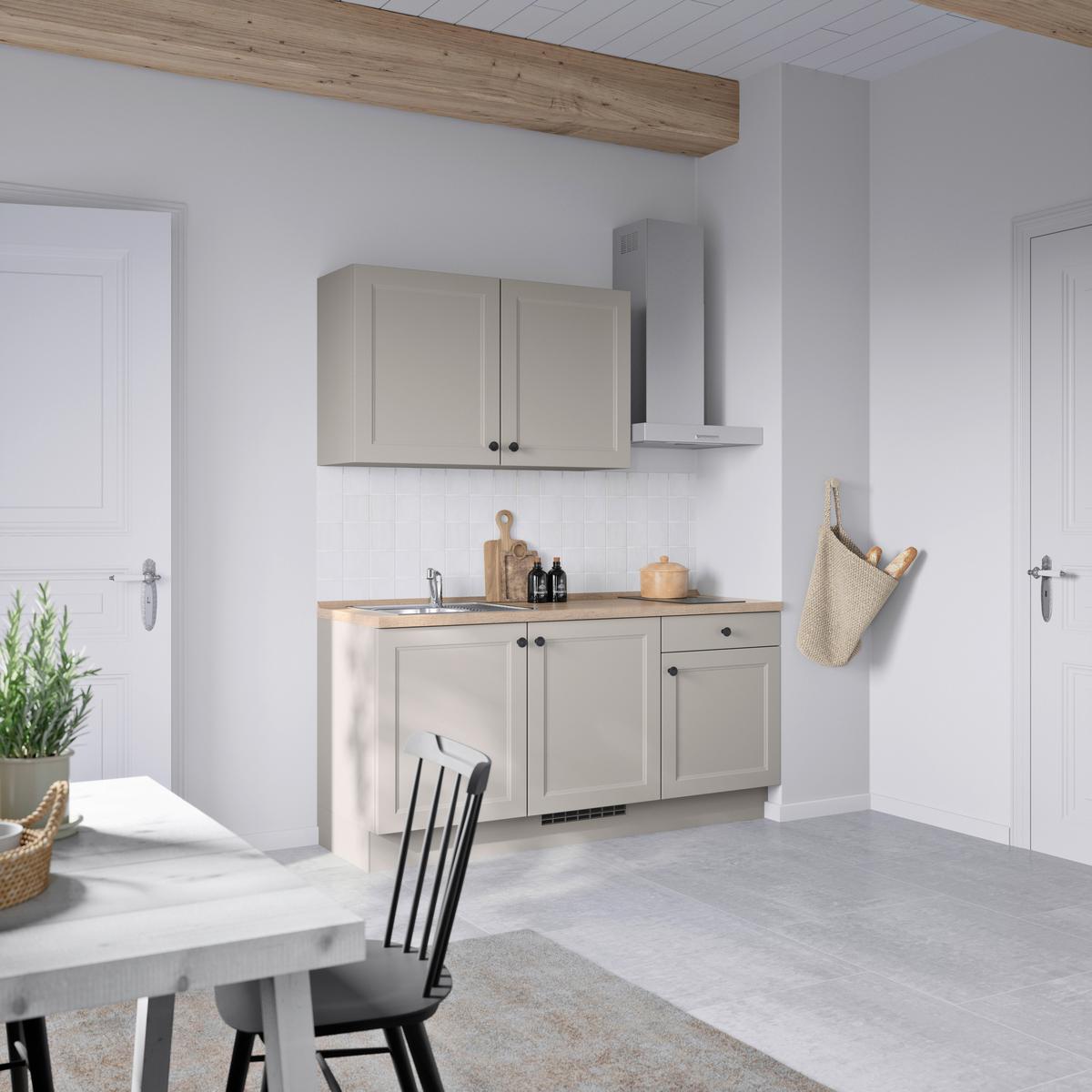 Küchenblock Cascada Low m. Geräten Grau - Eiche dunkel/Schwarz, MODERN, Holzwerkstoff/Metall (180cm) - Nobilia