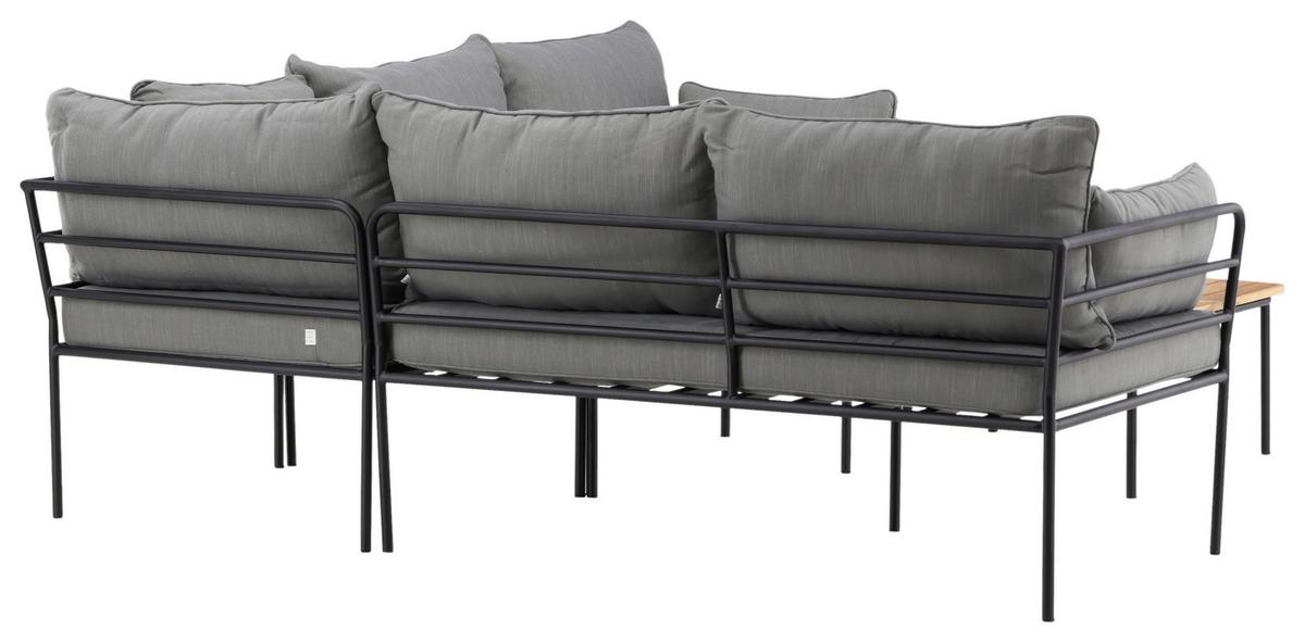 Loungegarnitur Penh Grau/Schwarz Tisch Akazie - Schwarz/Grau, KONVENTIONELL, Holz/Metall - Gardenson