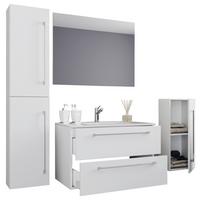 Kopalnica Badinos, Bela - bela/barve aluminija, Moderno, kovina/leseni material (126cm) - MID.YOU