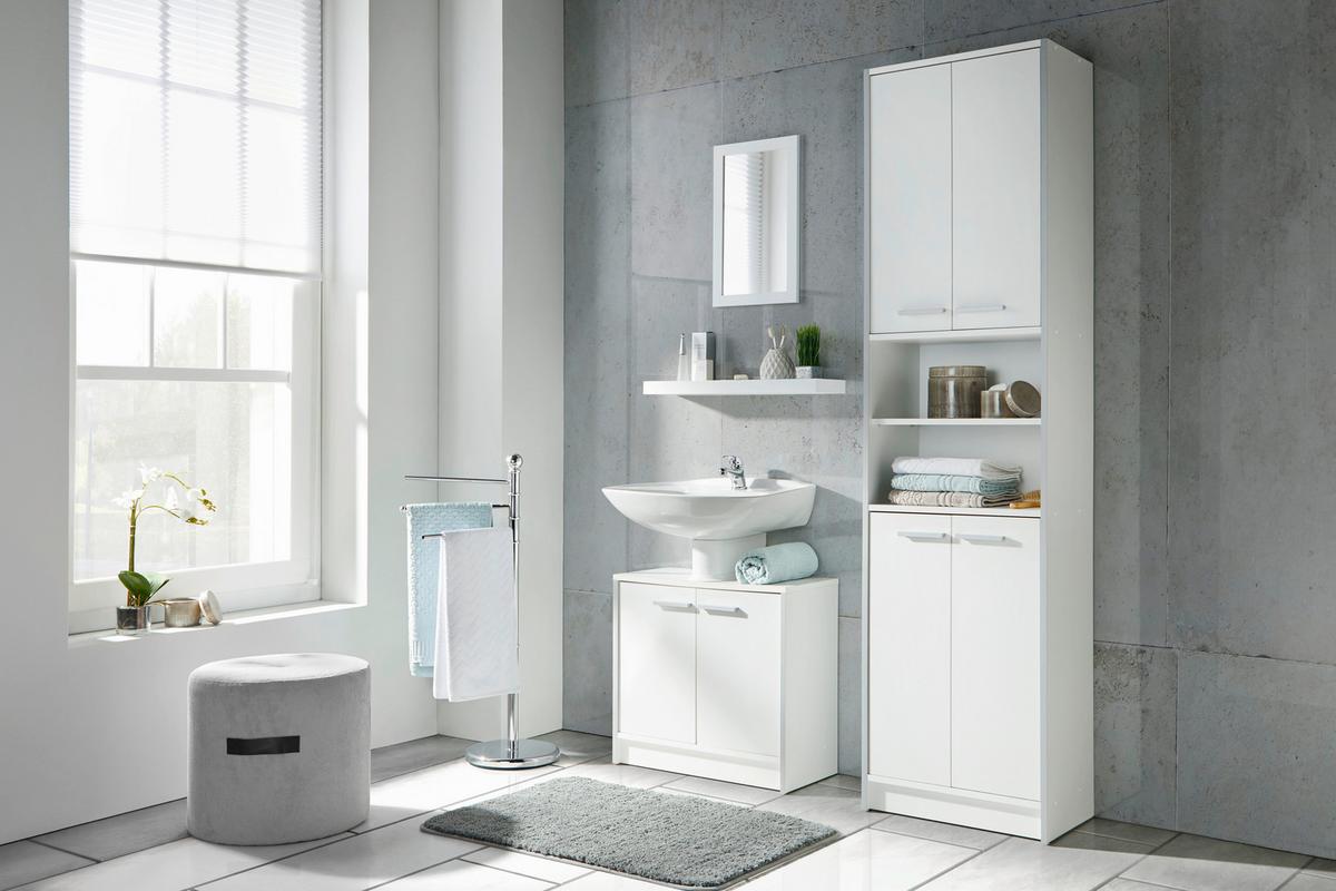 LUSTRO ŚCIENNE WHITE SHINE -SB- - biały, Modern, materiał drewnopochodny/szkło (30/50cm) - Mömax