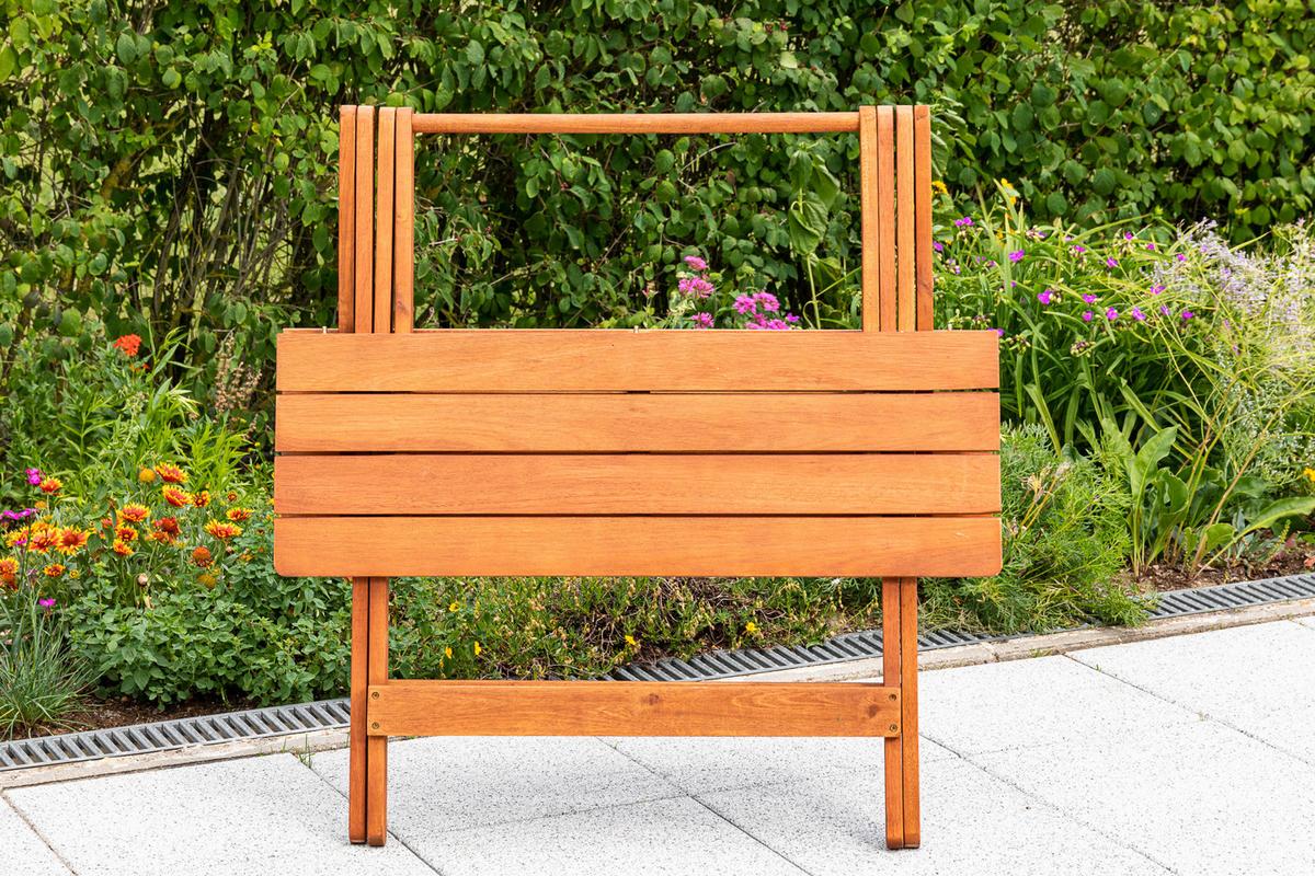 Gartenklapptisch Eukalyptus klappbar ca. 90x72x60cm - Naturfarben, KONVENTIONELL, Holz (90/72/60cm) - Gardenson
