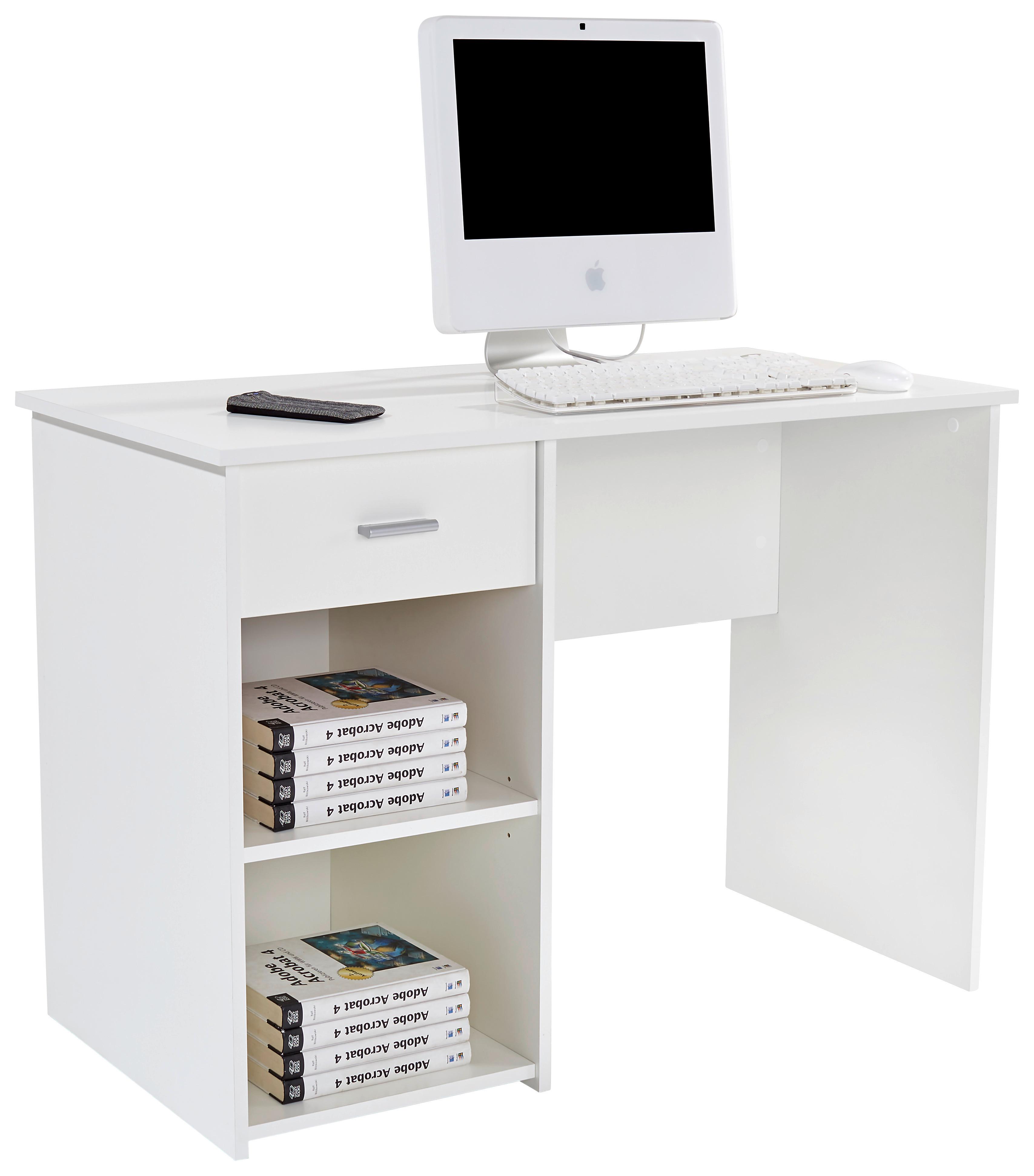 Íróasztal Fehér 1 Fiókkal Kubek 2 - fehér, Modern, faalapú anyag (110/75/50cm)