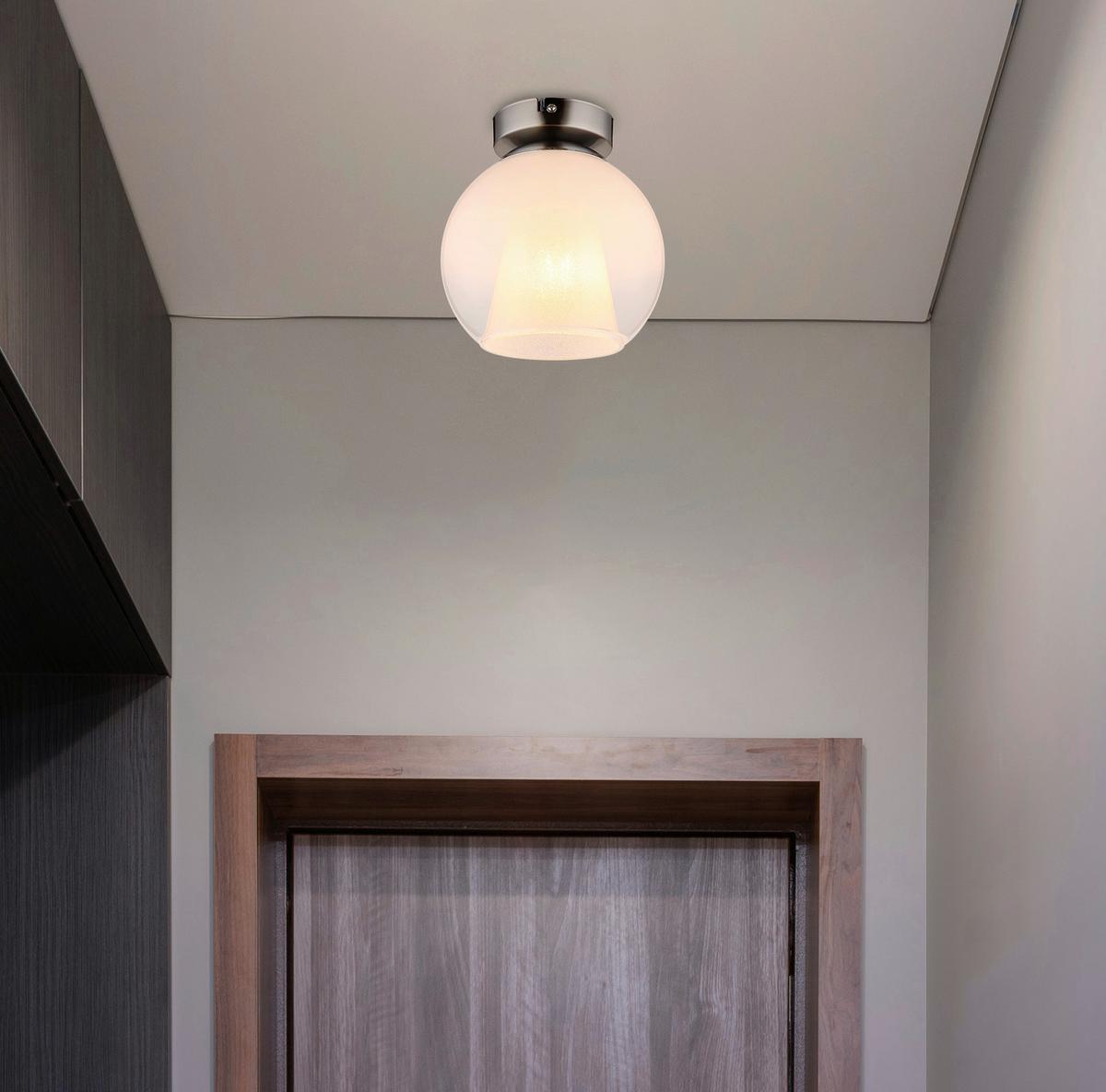 Stropna Svjetiljka Barry - bijela/boje nikla, Basics, staklo/metal (18/19cm) - Globo