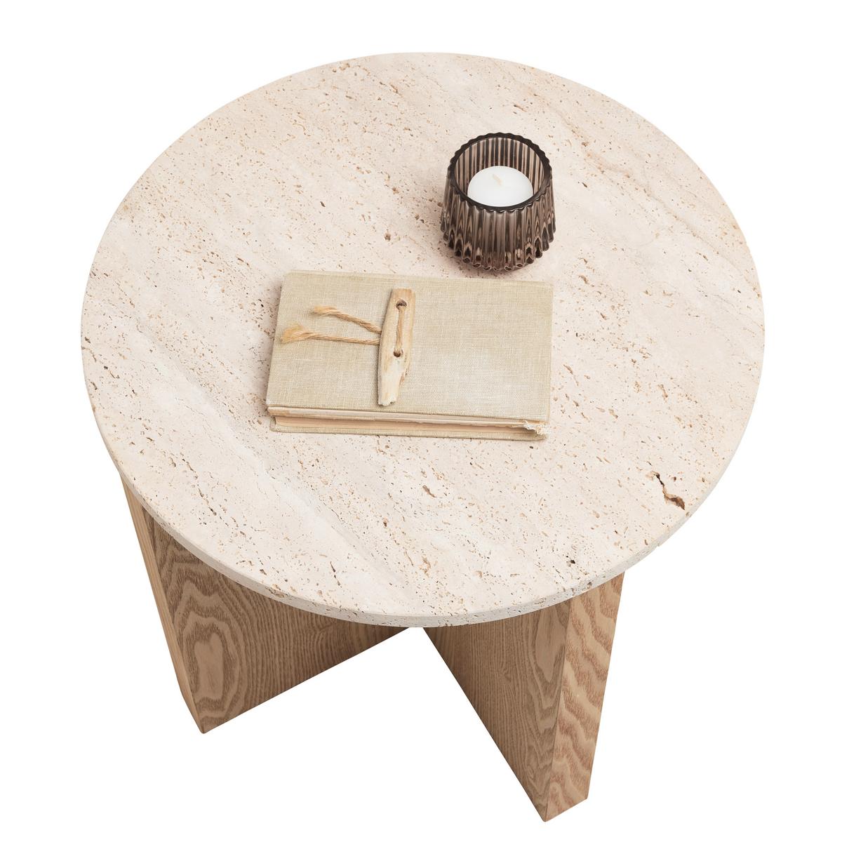 Masă auxiliară MATERA -TREND - culoare natur, Modern, piatră/material pe bază de lemn (40/39cm) - Premium Living