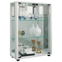 Vitrine Sintalo mit LED ca. 60x80 cm Weiß - Schwarz/Weiß, MODERN, Glas/Holzwerkstoff (60/80/25cm) - MID.YOU