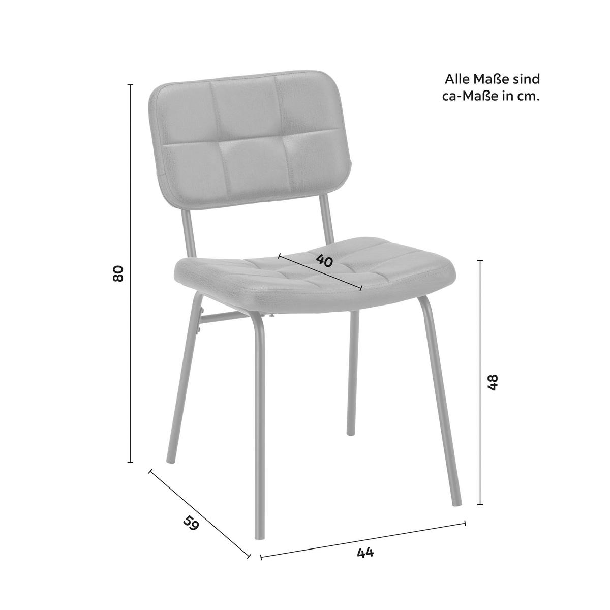 ZESTAW KRZESEŁ VALENTIN - ciemnoszary/czarny, Modern, metal/tkanina (44/80/59cm) - Bessagi Home