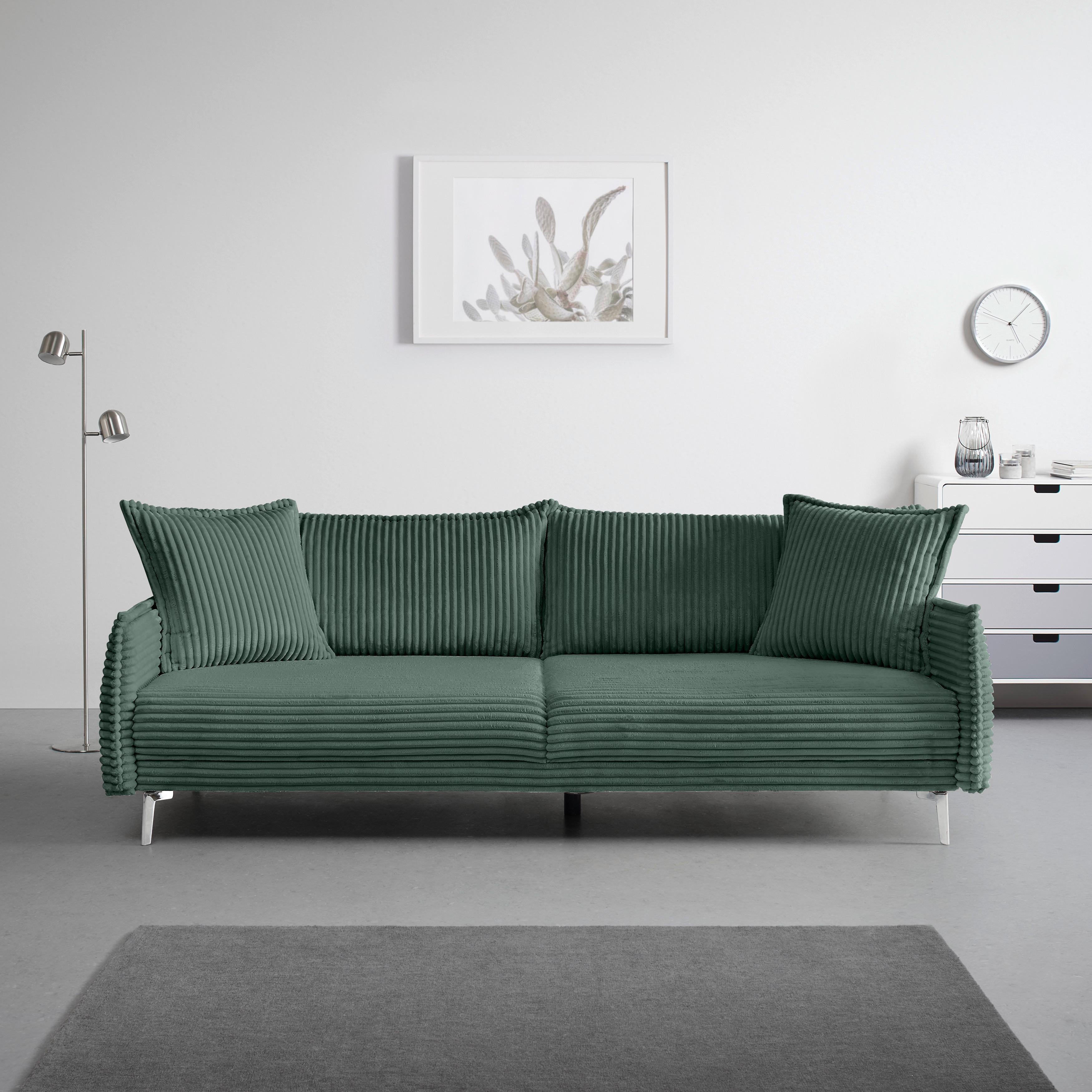 Bigsofa Kiss Dunkelgrün - Chromfarben/Dunkelgrün, MODERN, Metall (241/90/117cm) - Mömax