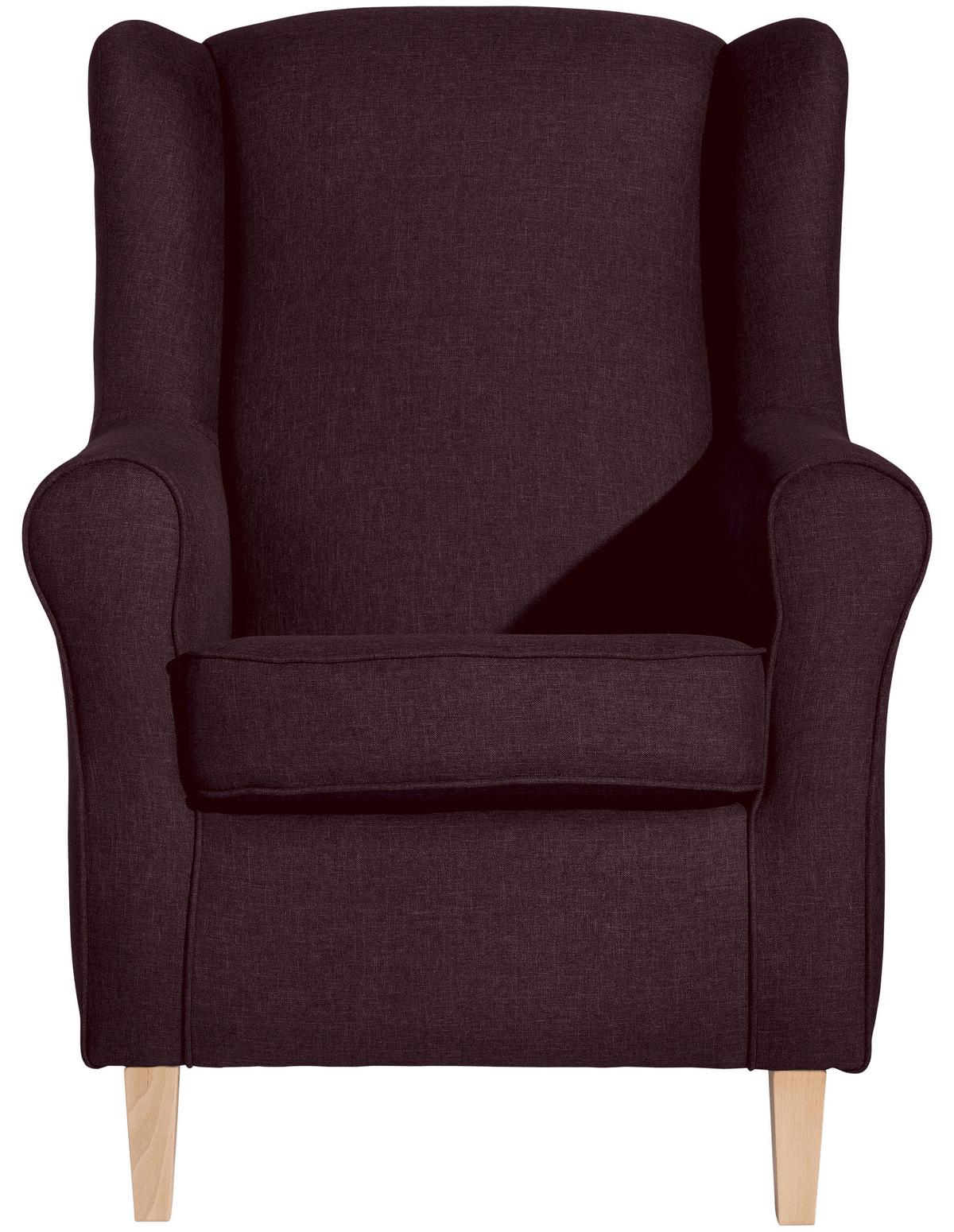 Ohrensessel Lorris Dunkelrot Flachgewebe - Buchefarben/Dunkelrot, Design, Holz/Textil (77/103/86cm) - Max Winzer