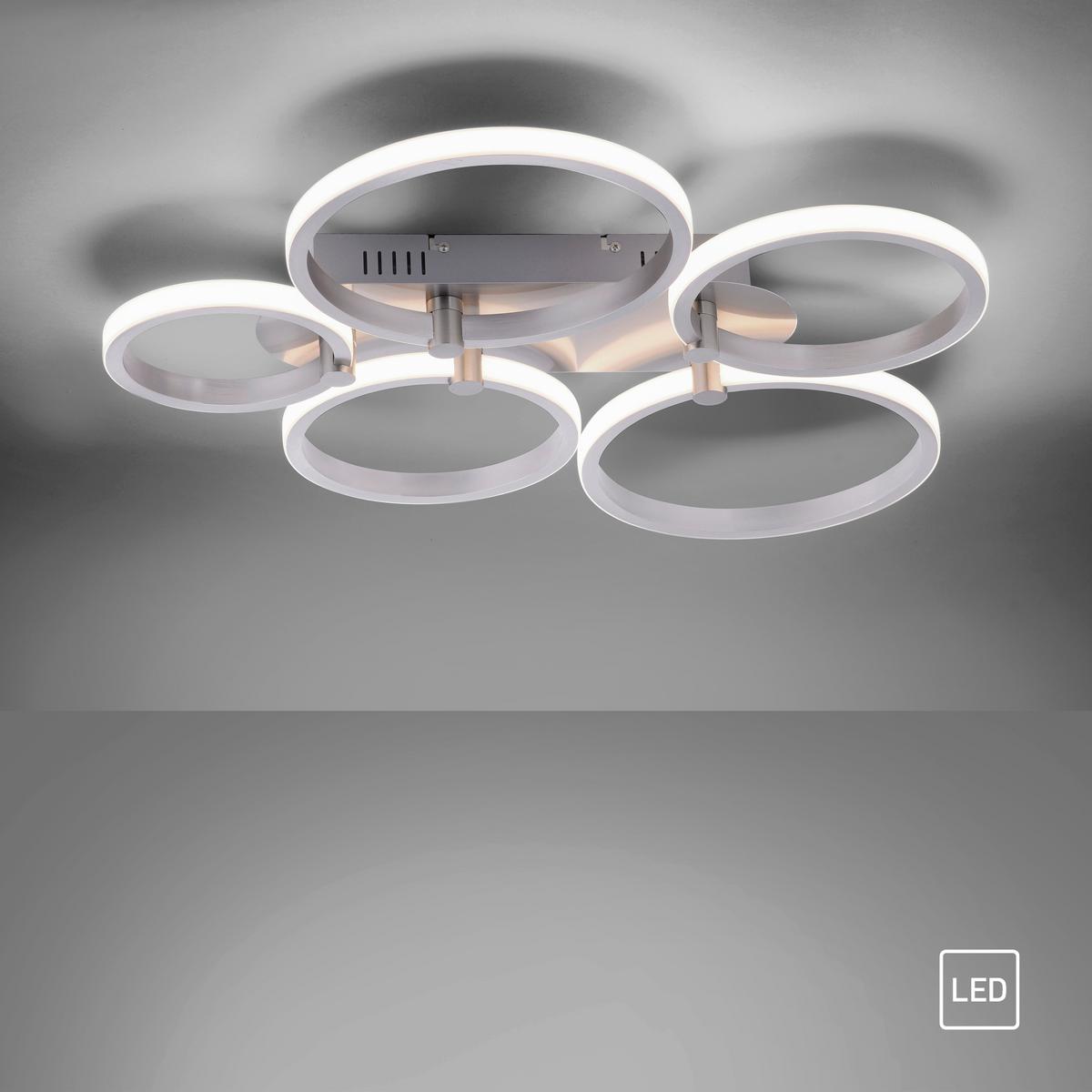 LED-Deckenleuchte in Silber max. 23 Watt - Silberfarben, Design, Metall (66/55/8,5cm)