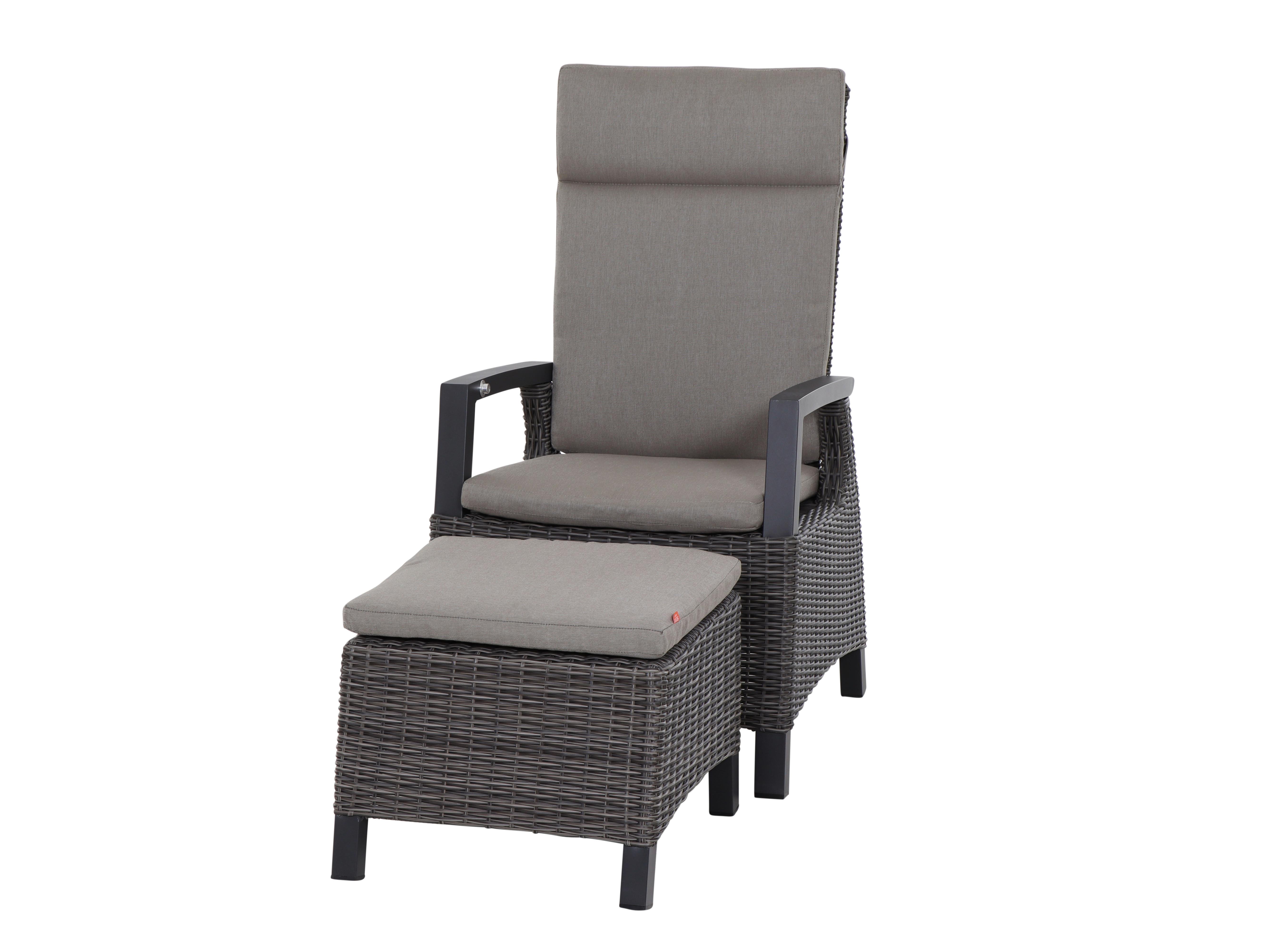 Relaxsessel Corido Grau mit Hocker - Grau, Basics, Keramik/Kunststoff (72/103/83cm) - Siena Garden