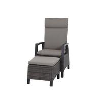 Relaxsessel Corido Grau mit Hocker - Grau, Basics, Keramik/Kunststoff (72/103/83cm) - Siena Garden