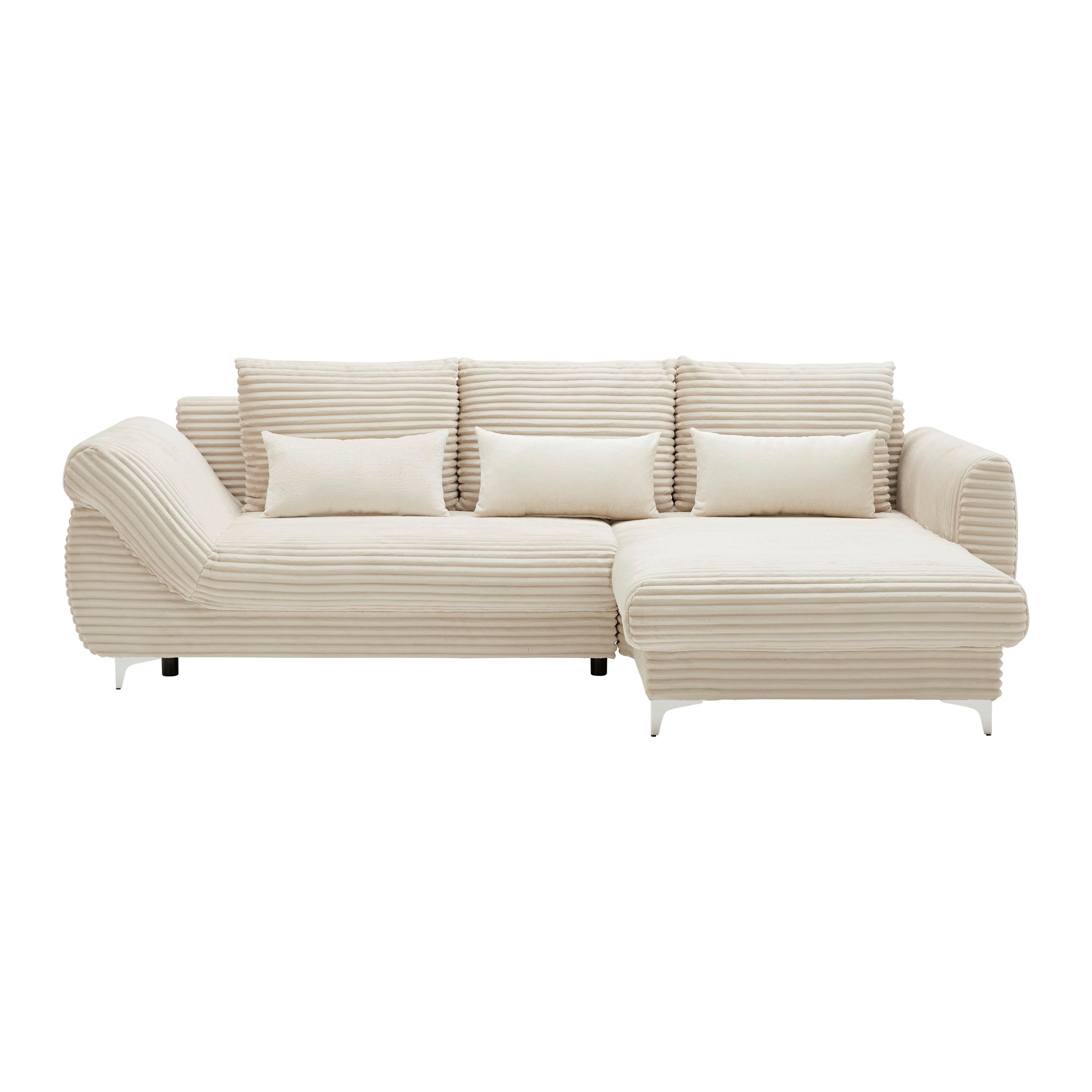 Wohnlandschaft Lux Creme - Chromfarben/Creme, LIFESTYLE, Holz/Holzwerkstoff (263/175cm) - Mömax