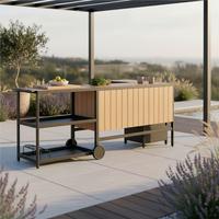 Outdoorküche Delia Schwarz /Naturfarben inkl. Abdeckung - Schwarz/Naturfarben, MODERN, Kunststoff/Metall (239/90/120cm) - Bessagi Garden