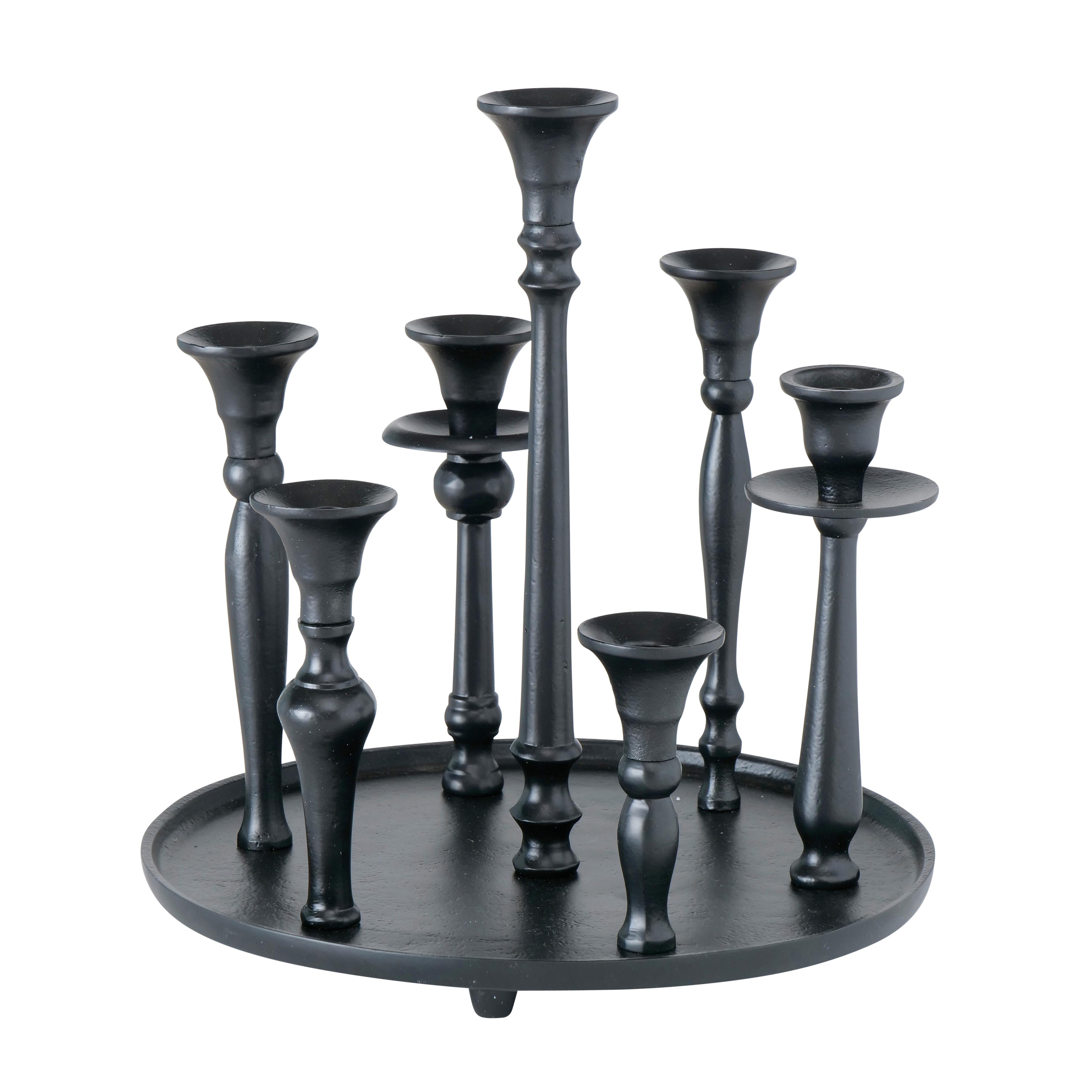 Kerzenhalter Poulina aus Aluminium in Schwarz - Schwarz, Design, Metall (29/31cm)