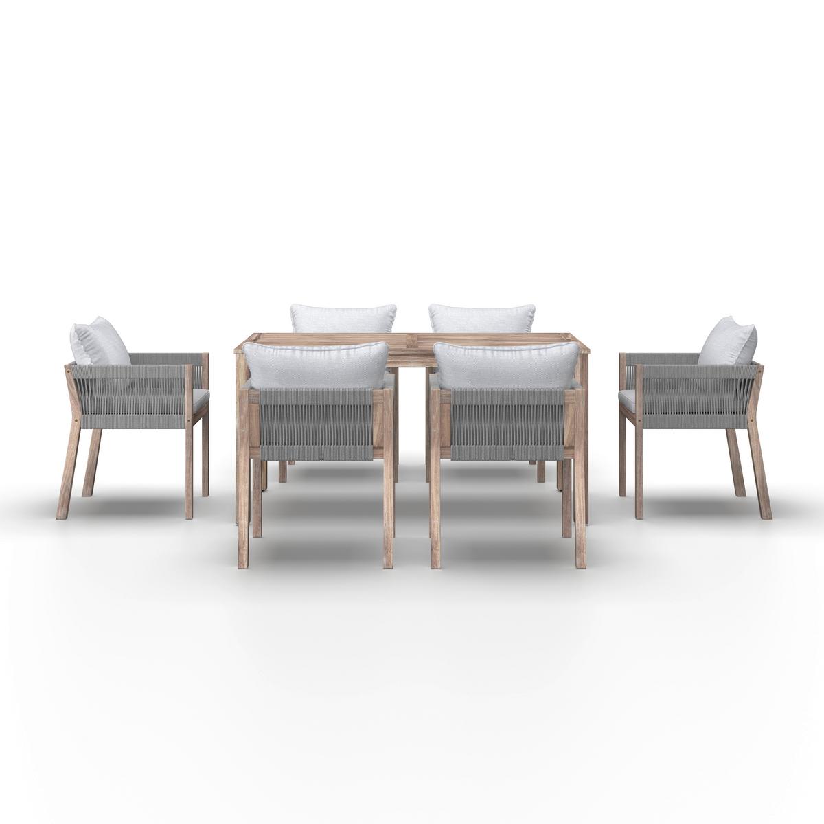 Kerti Bútorszett Aldina - akáciaszínű/szürke, Modern, műanyag/textil - Bessagi Garden