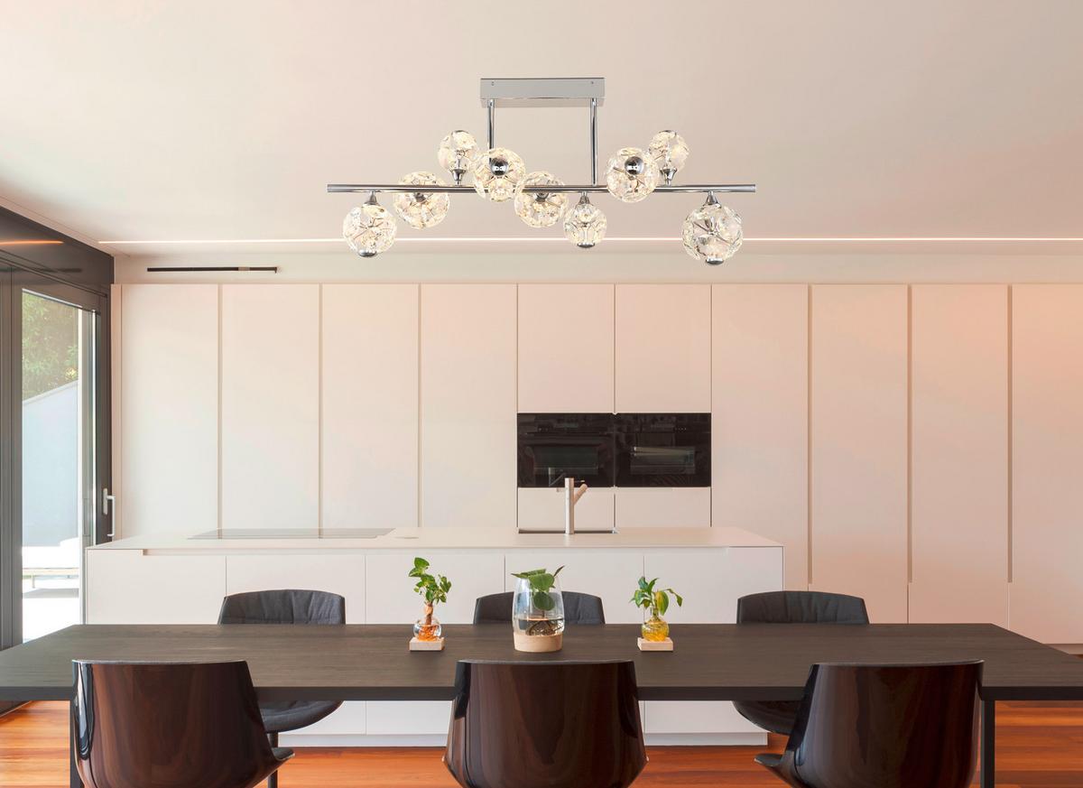 LED-DECKENLEUCHTE 16047-9DC VIRINA - Klar/Chromfarben, Konventionell, Glas/Metall (101/34,5/45cm) - Globo