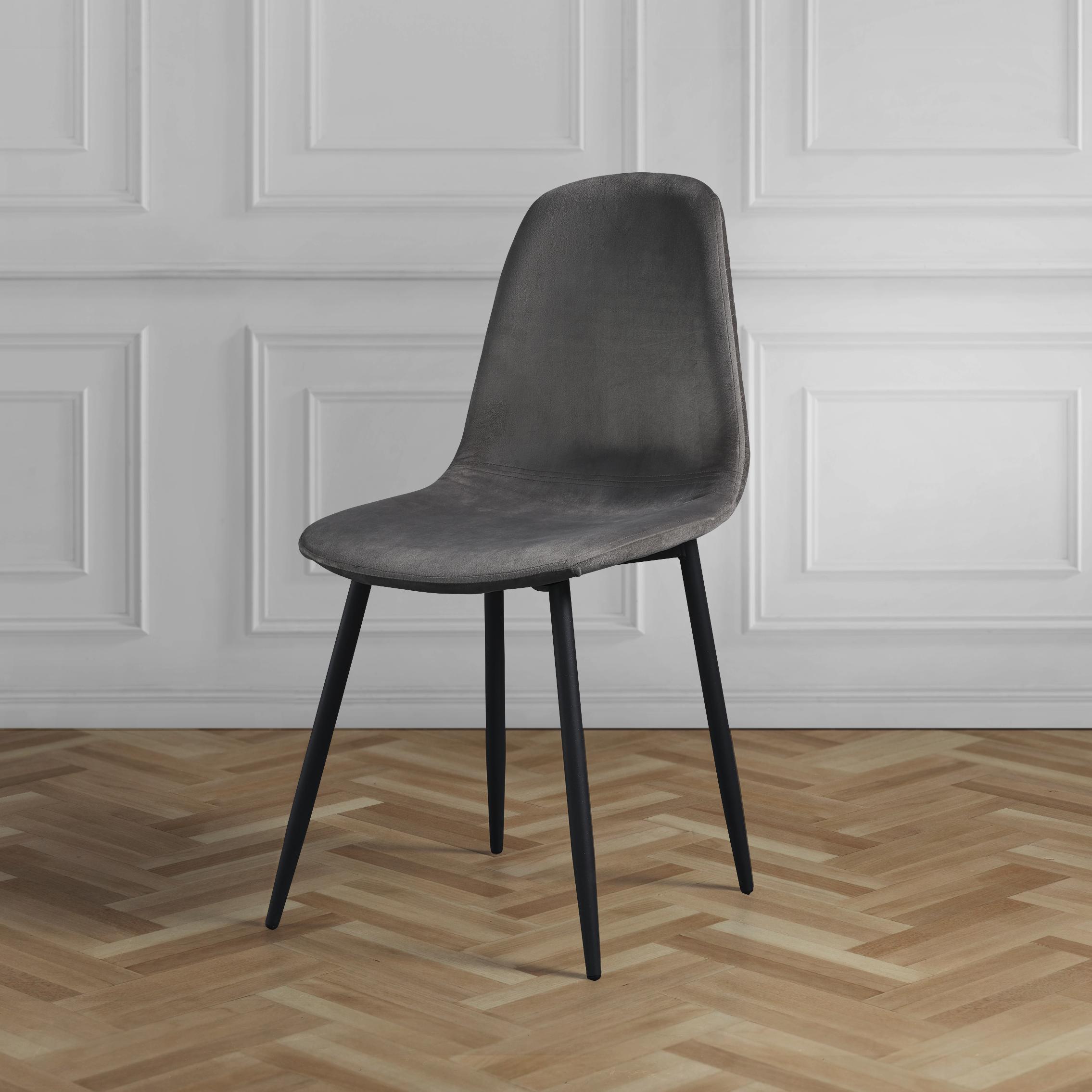 STUHL in Grau 'Ida' - Schwarz/Grau, MODERN, Holz/Textil (44/89/41,5cm) - Bessagi Home