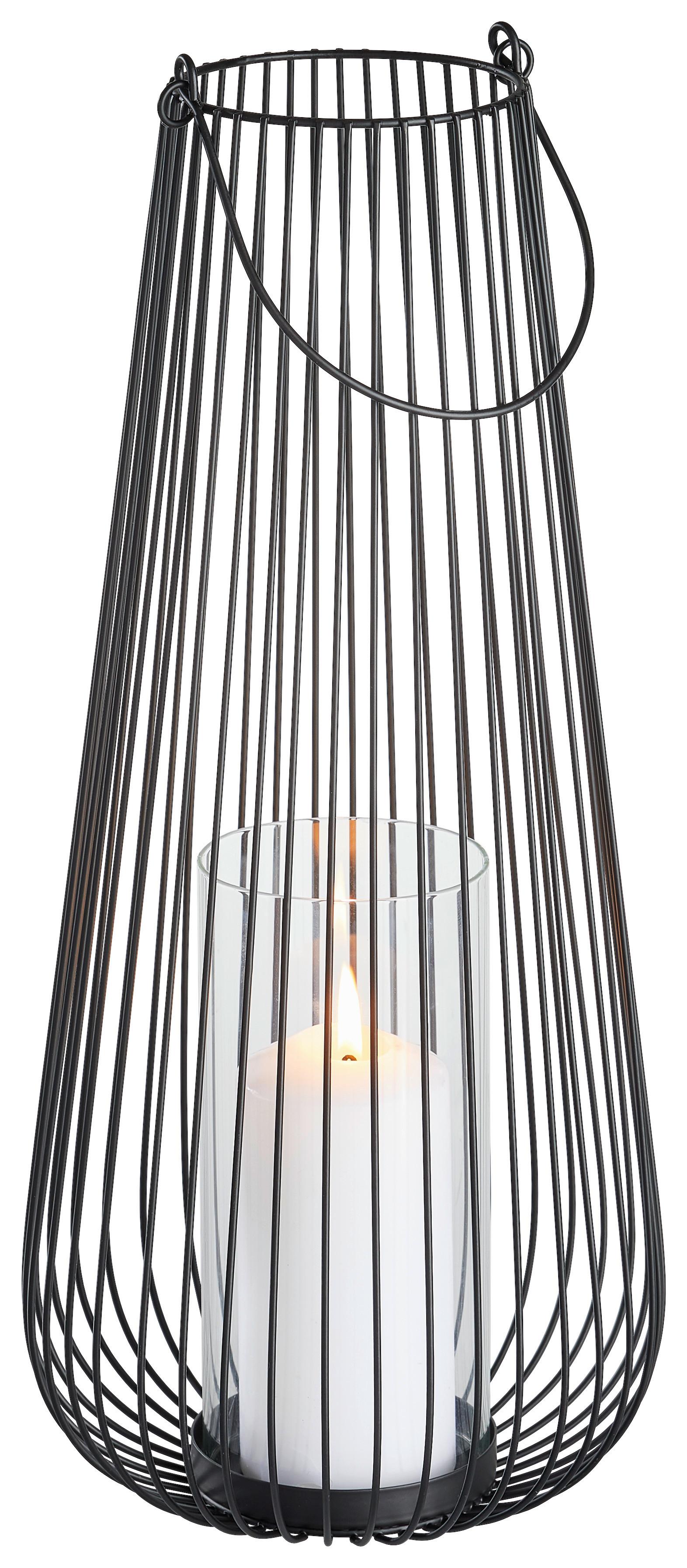 LATARNIA NEW INDUSTRY - czarny, Trend, metal/szkło (19,5/45,5cm) - Ambia Home