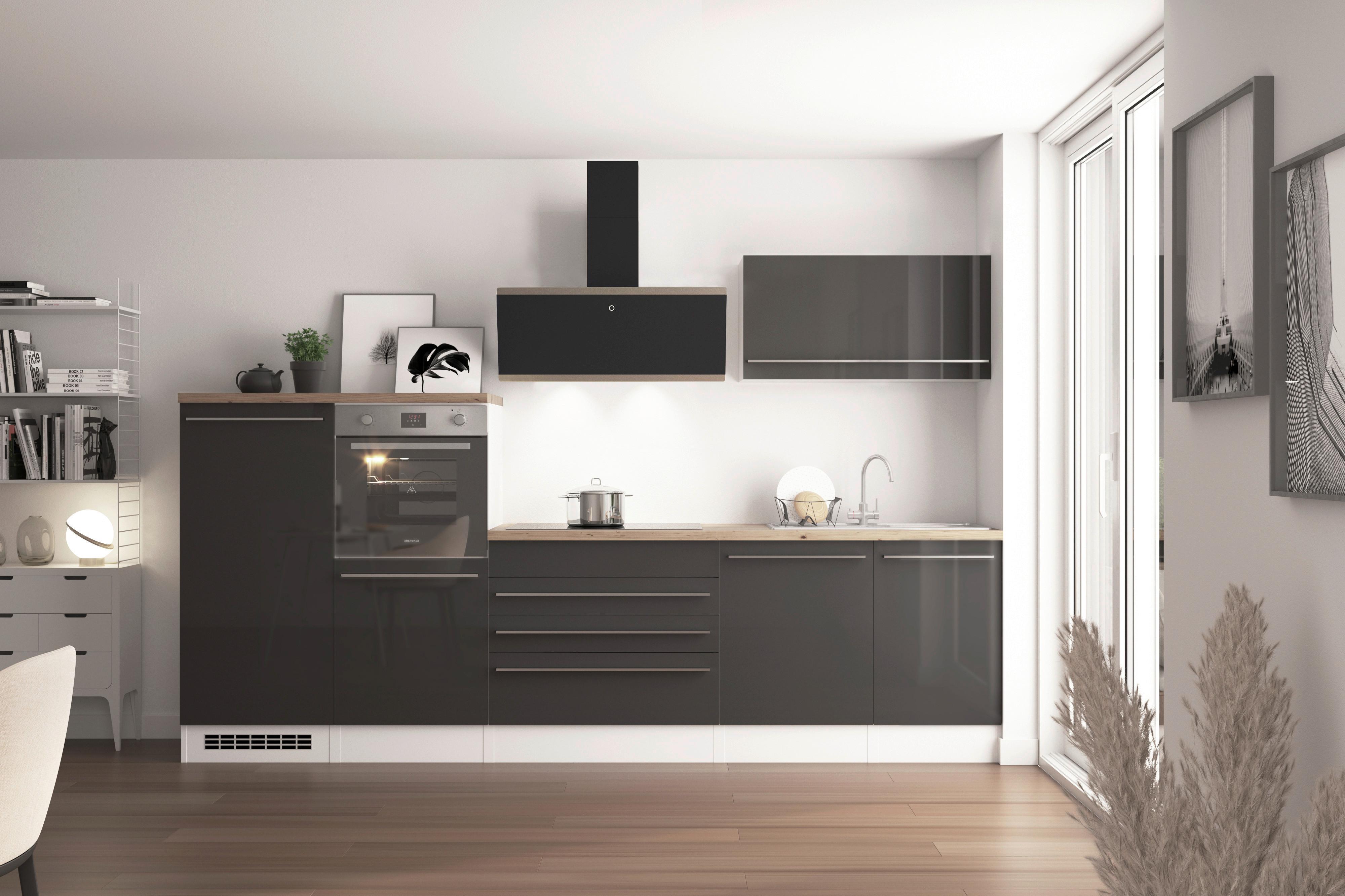 Kuhinjski Blok Z Aparati Gabriel, 320cm - barve nerjavečega jekla/siva, Design, umetna masa/leseni material (320cm) - Respekta