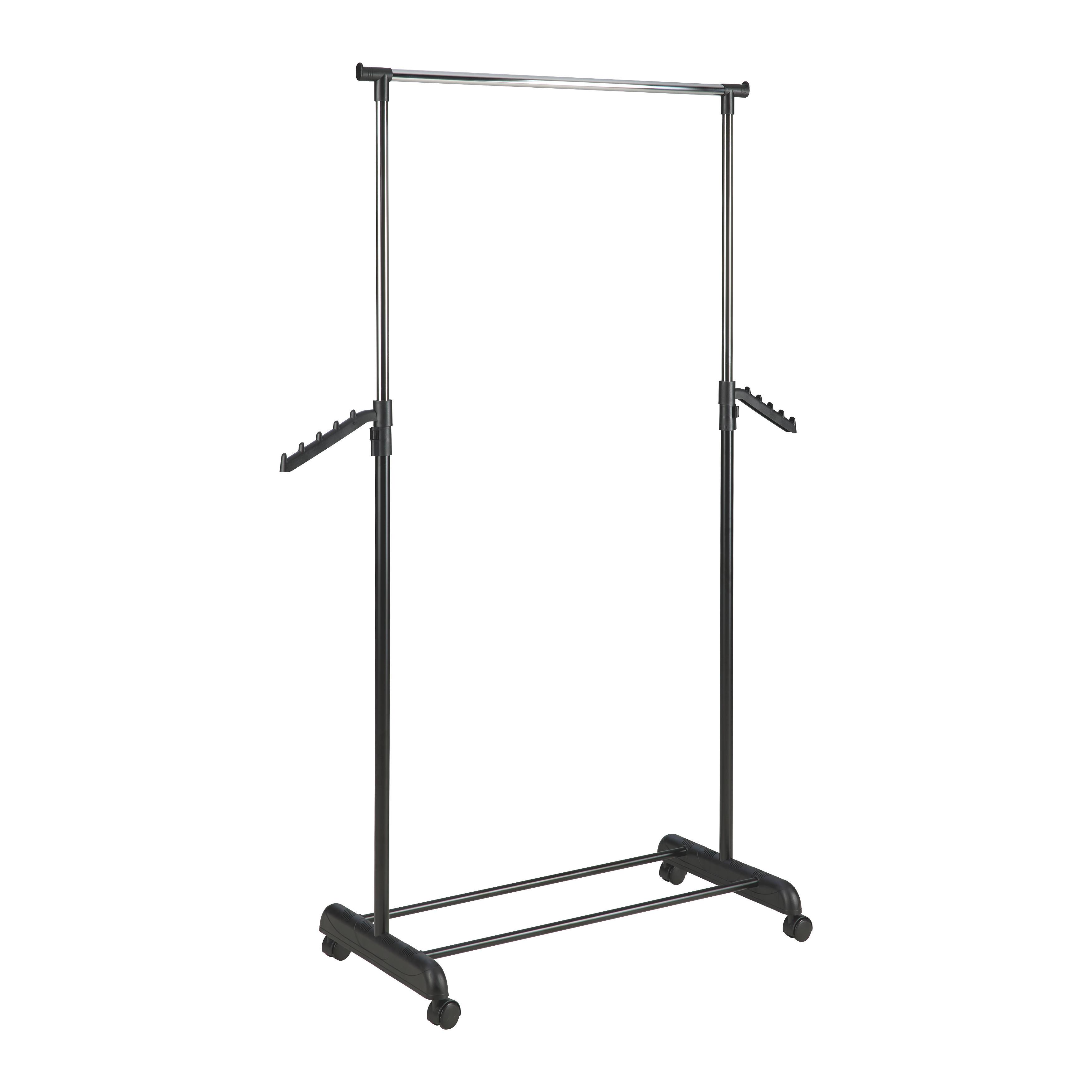 KLÄDSTÄLLNING PÅ HJUL MIKE -BASED/SB- - kromfärg/svart, Klassisk, metall/plast (80/99-179/40cm) - Based