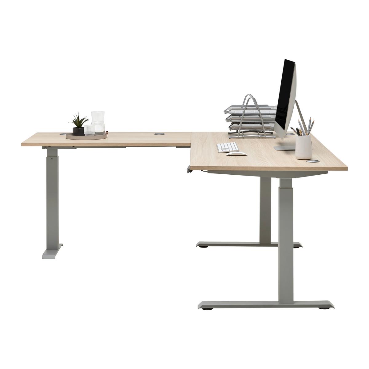 Eckschreibtisch Siena Eiche/Silberfarben - Eichefarben/Silberfarben, MODERN, Holzwerkstoff (185/72/177cm) - Mömax