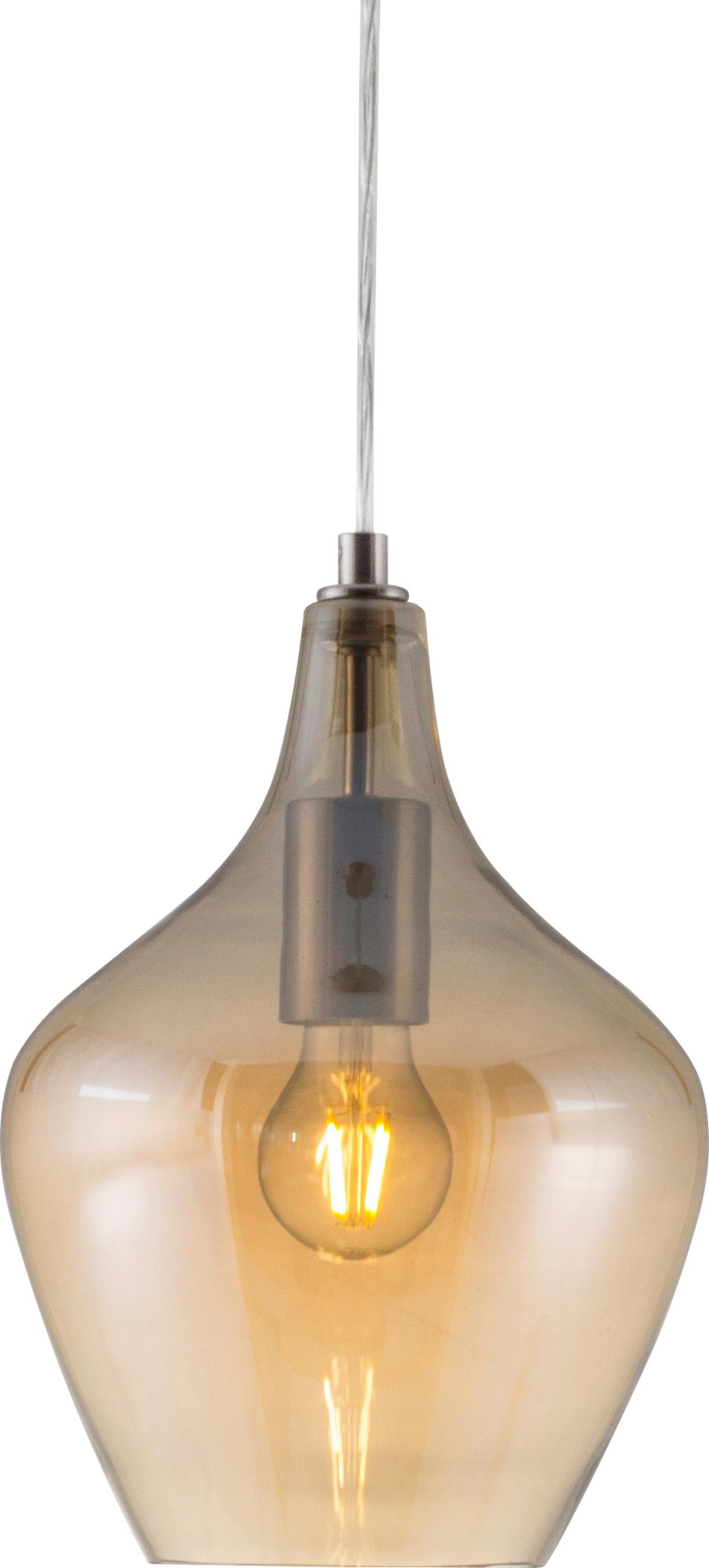 HÄNGELEUCHTE 30620123X PASO - Nickelfarben, Design, Glas/Metall (22/150cm) - Globo