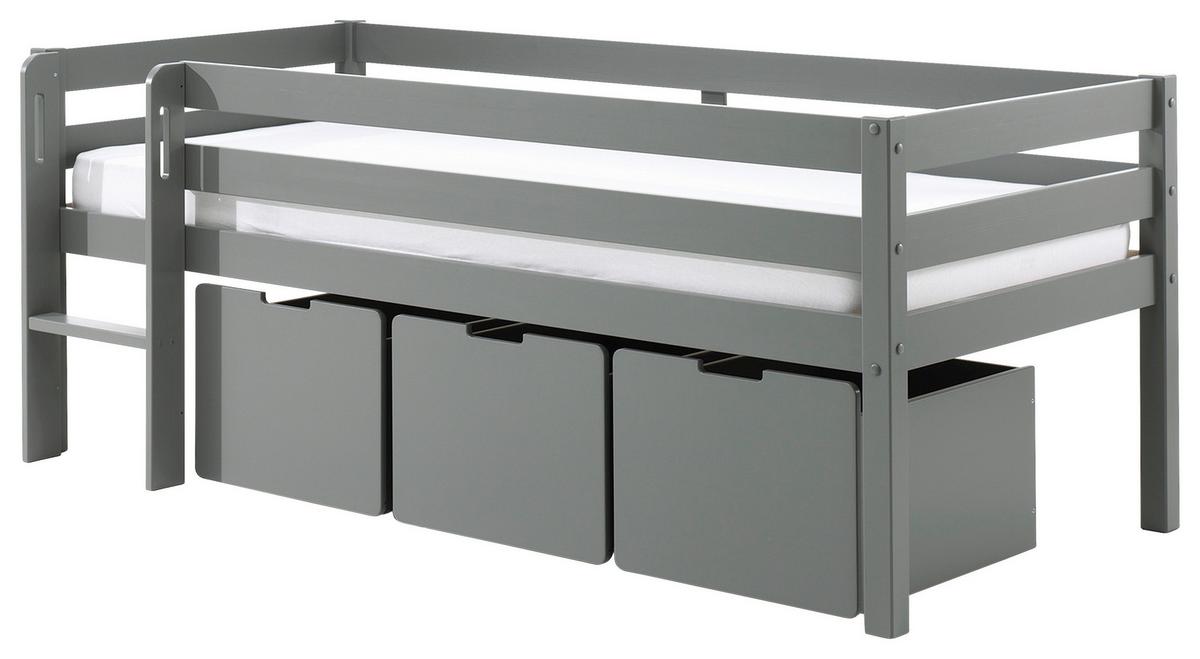 Hochbett Pino mit 3 Schubkästen ca. 90x200cm Grau - Grau, MODERN, Holz/Holzwerkstoff (90/200cm) - MID.YOU