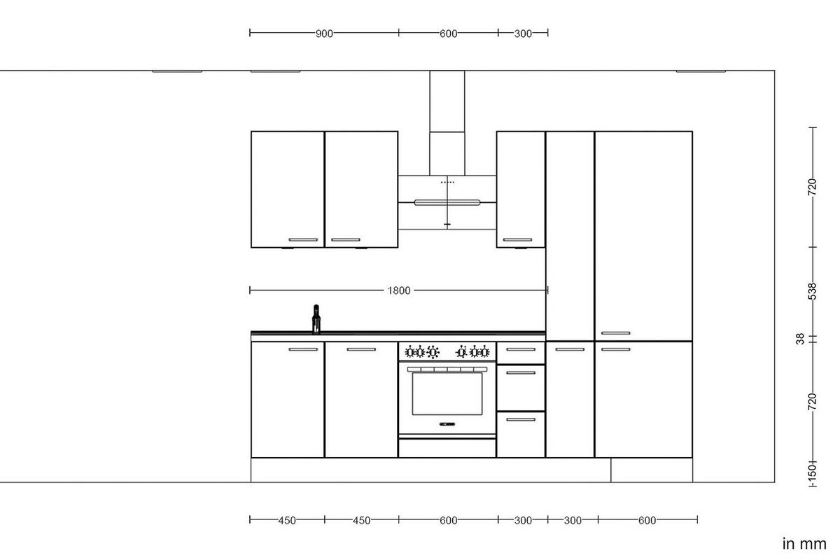 Küchenleerblock Riva High o. Geräte Weiß - Schieferfarben/Edelstahlfarben, MODERN, Holzwerkstoff/Metall (270cm) - Nobilia