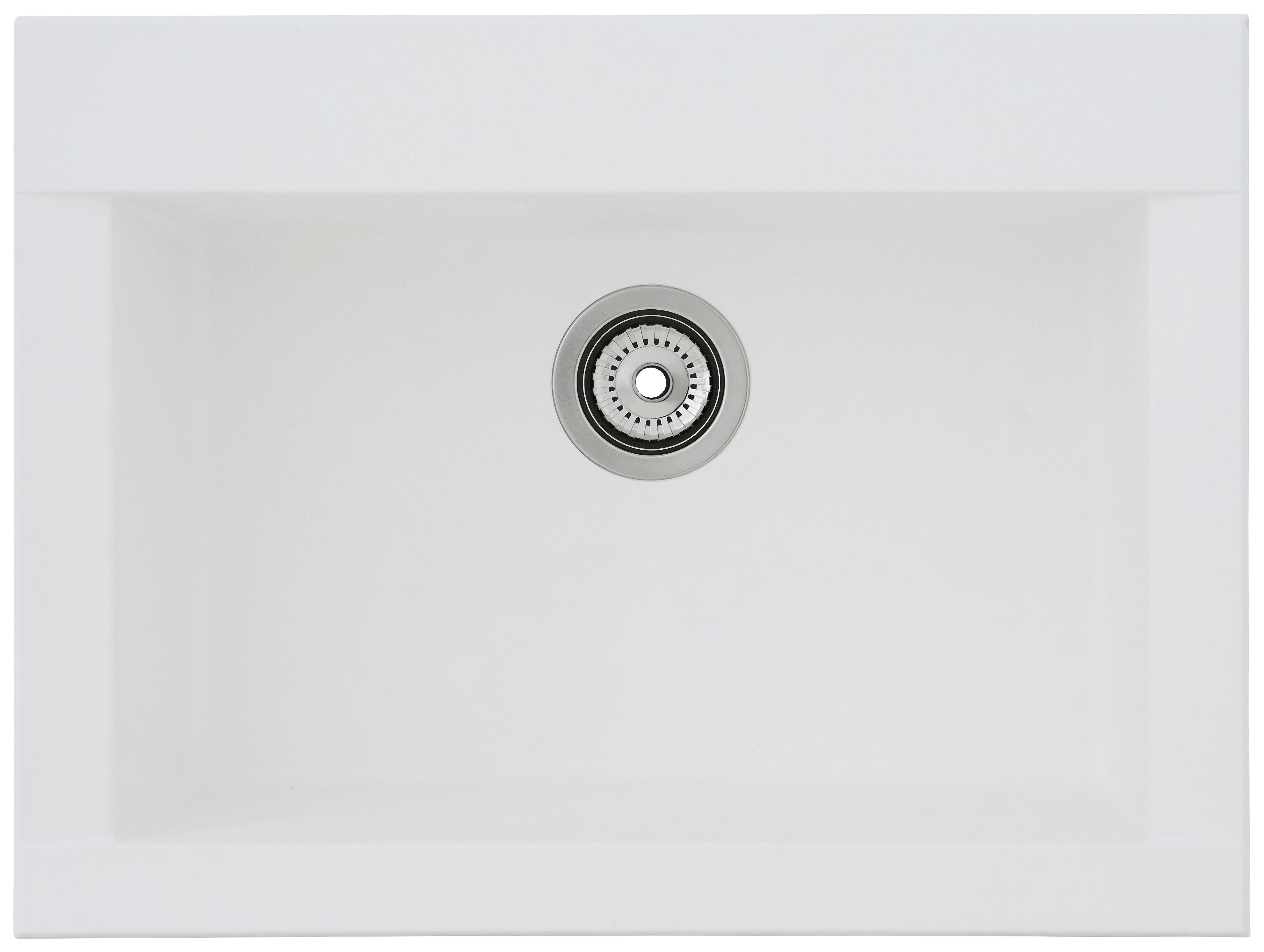 Einbauspüle Ohio ca. 66x21x50 cm Weiß - Weiß, Trend, Glas/Kunststoff (66/21/50cm) - Respekta