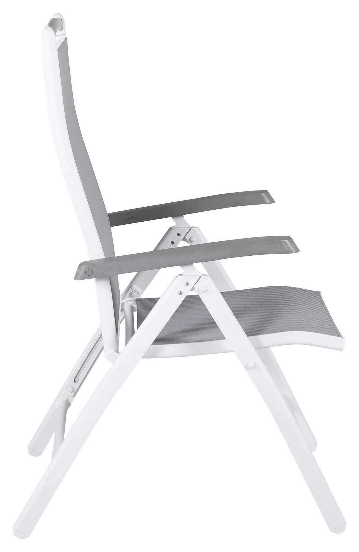 Gartensessel-2er Set Albany ca. 60x110x60 cm Weiß/Grau - Weiß/Grau, KONVENTIONELL, Metall (60/110/60cm) - Gardenson