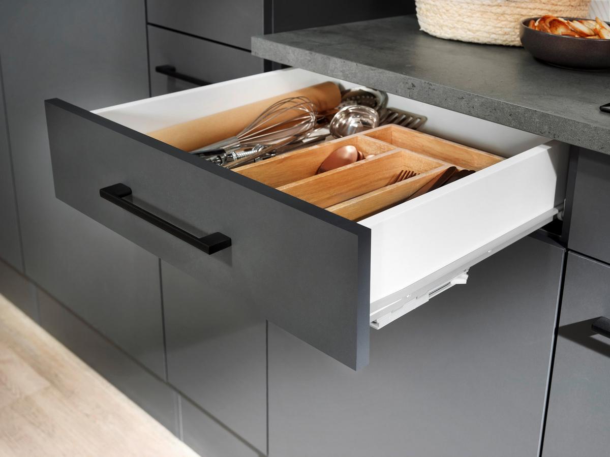 Küchenblock Oliver m. Geräten Grau - Grau, Trend, Holzwerkstoff/Metall (235cm) - Respekta