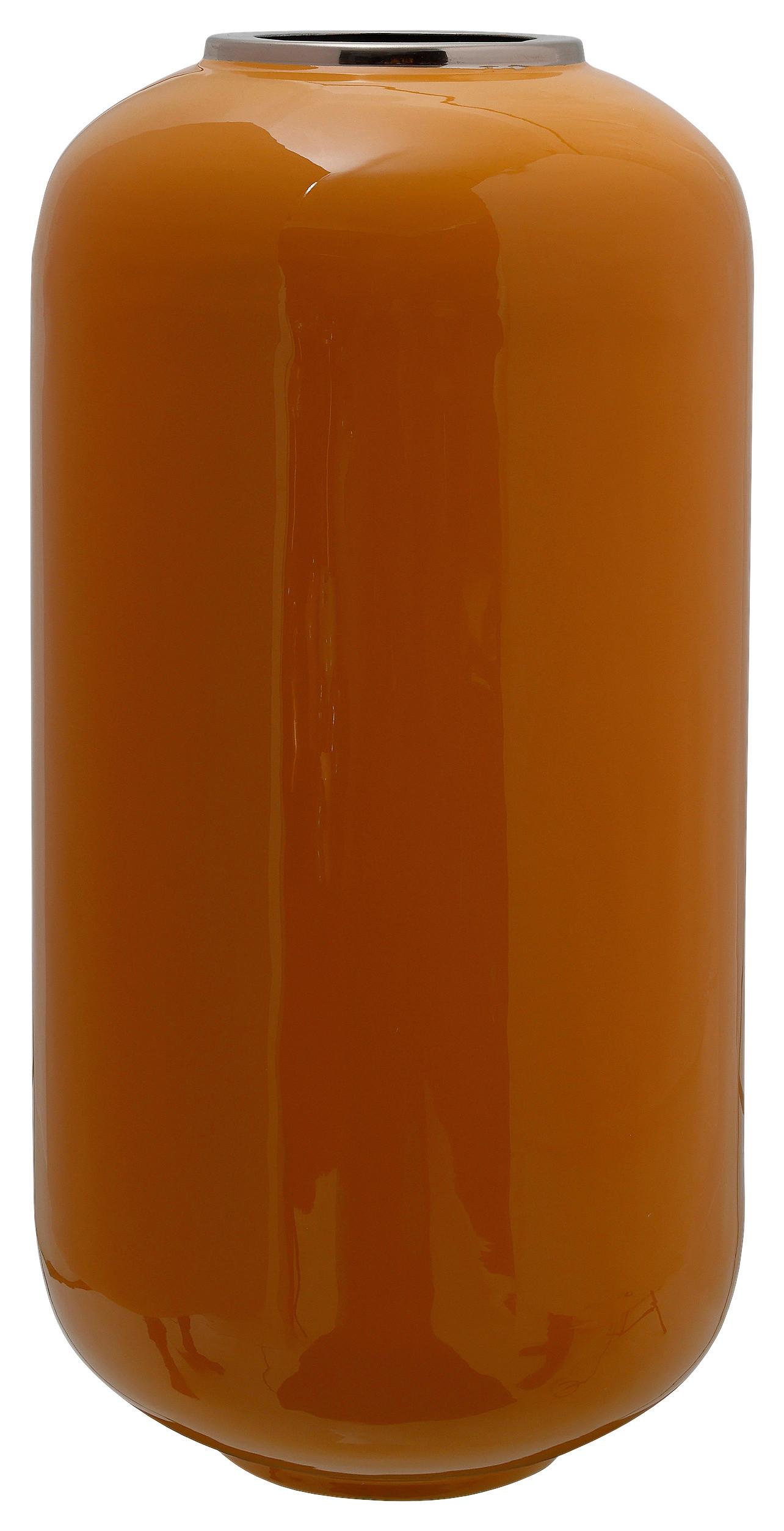 VASE ART DECO 225 - Gelb/Silberfarben, Trend, Metall (23/23/45cm) - Kayoom