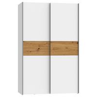 Omara Z Drsnimi Vrati Ohio 2, Bela, Barva Hrasta - barve hrasta/bela, Design, kovina/leseni material (120/190,5/61,2cm) - Ti'me