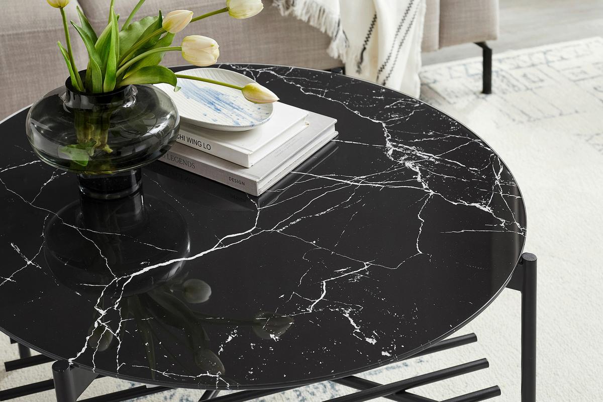 Klubska Miza Marble, Črna - črna, Design, kovina/steklo (84/43cm) - Livetastic