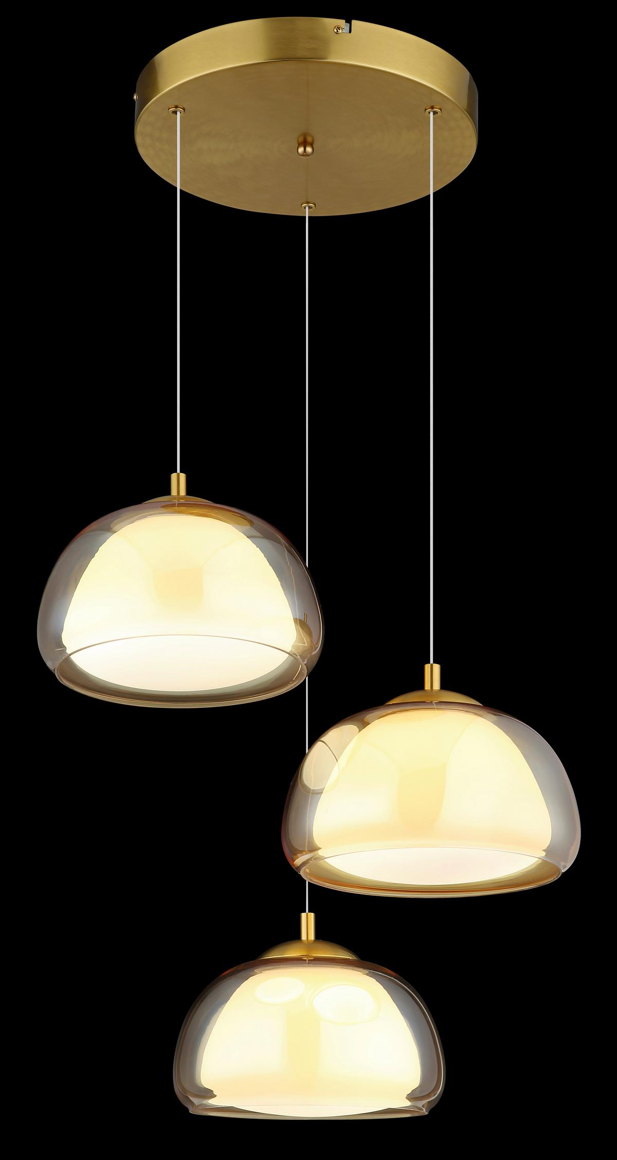 Led Viseća Svjetiljka Avila - bijela/zlatne boje, Design, staklo/metal (50/150cm) - Globo