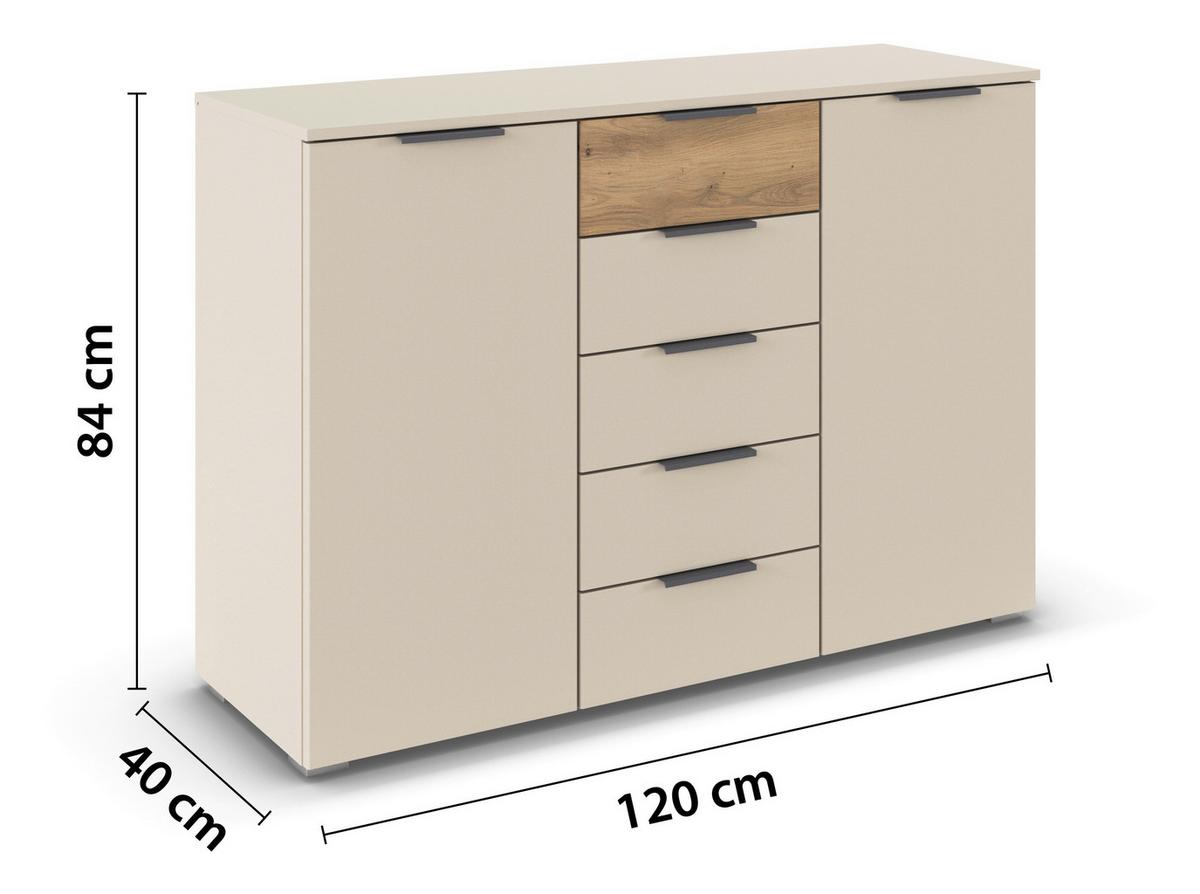 COMODA ELLMAU - stejar Artisan/șampanie, Konventionell, material pe bază de lemn (120/84/40cm) - Premium Living