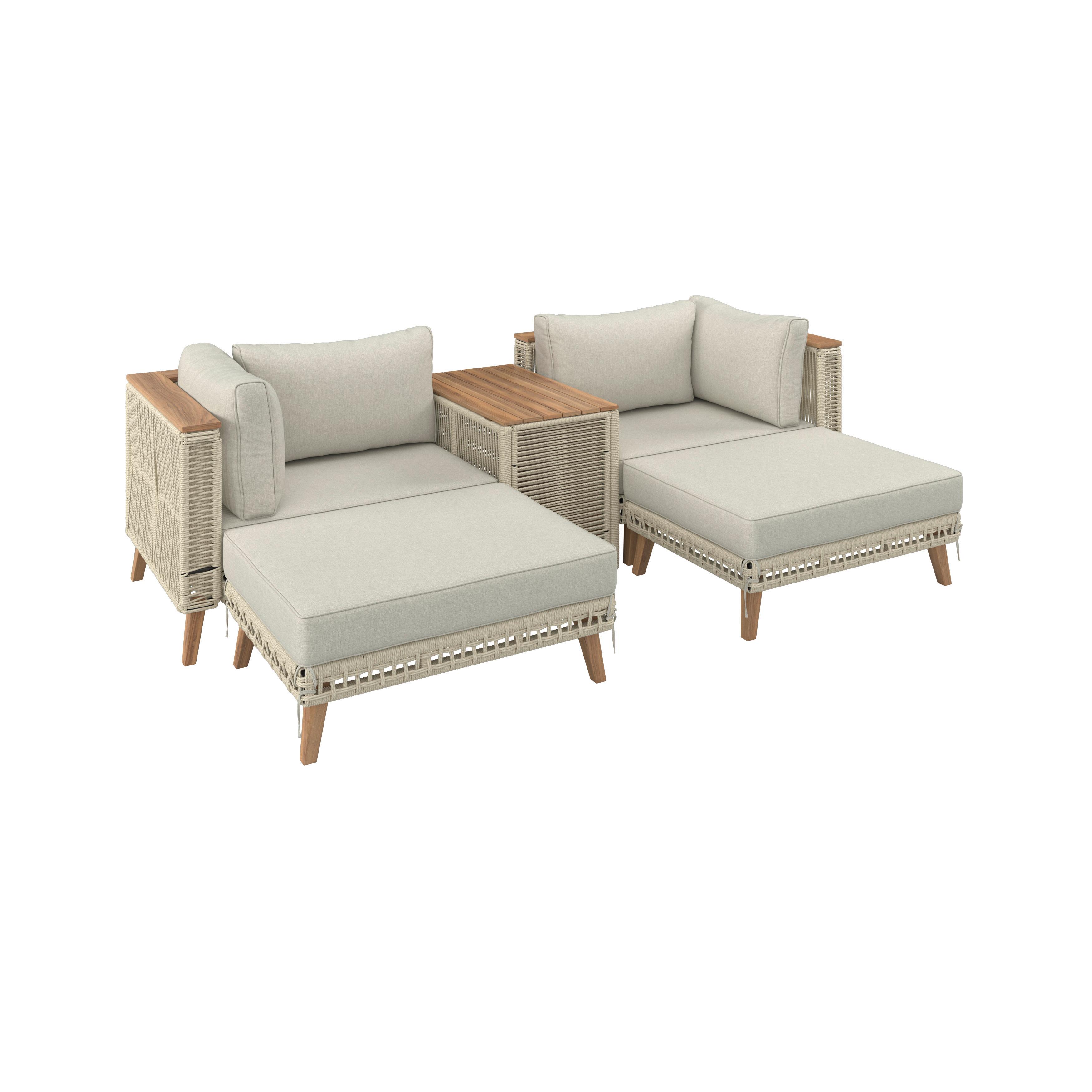 LOUNGEGRUPP MARILOU - ljusgrå/cremefärgad, Modern, metall/trä - Bessagi Garden