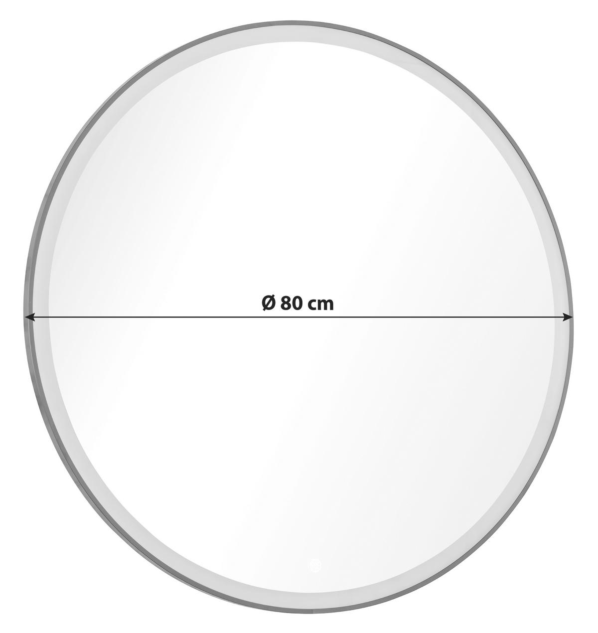 Wandspiegel "New York", Schwarz D: 80cm mit LED - Schwarz, MODERN, Glas (80/80/3cm) - MID.YOU