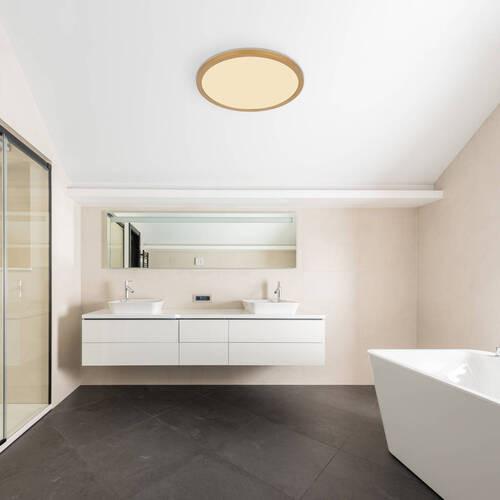 LED-DECKENLEUCHTE 41562-24MM - Weiss/Messingfarben, Konventionell, Kunststoff (42/2,5cm) - Globo