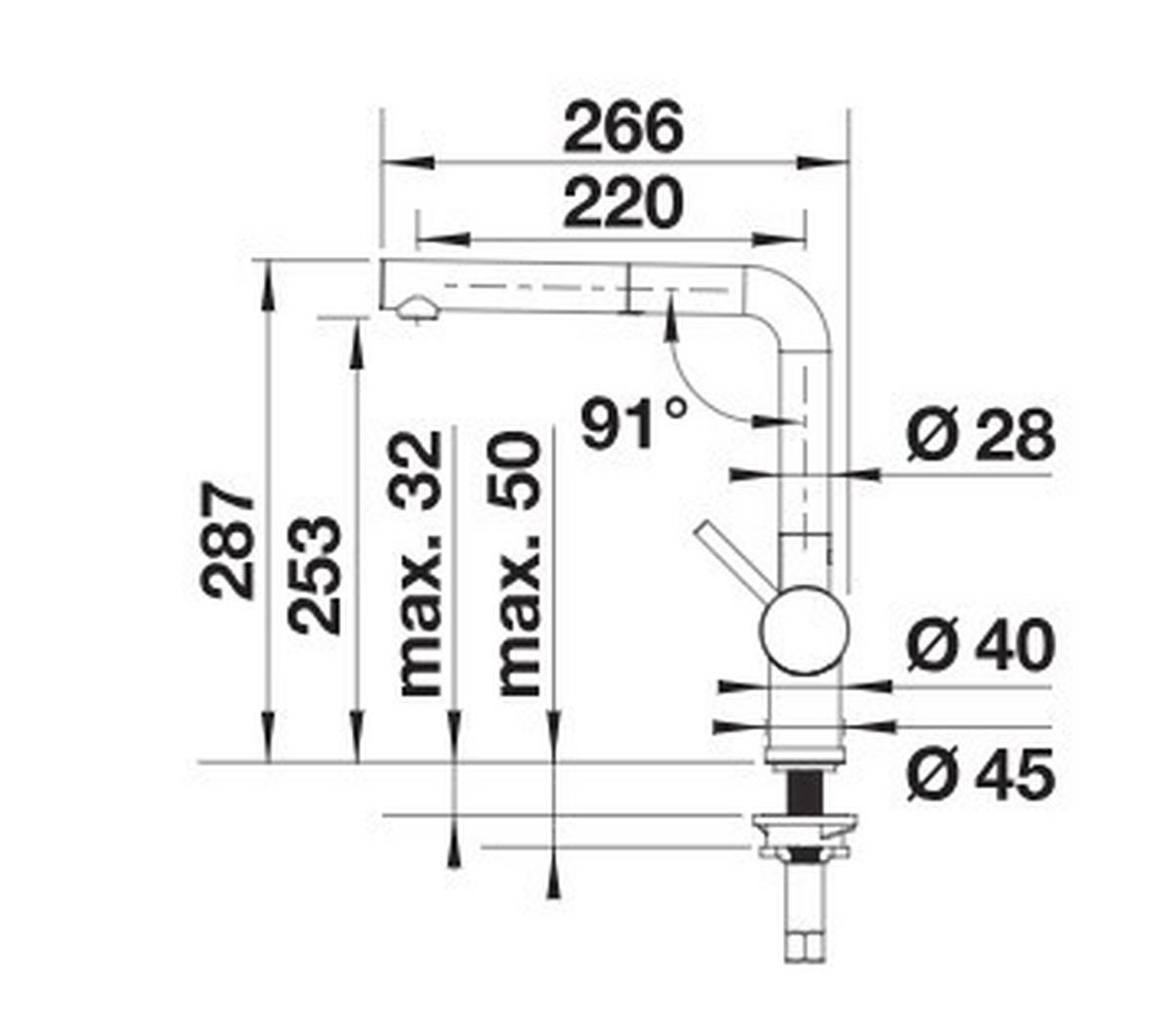 Küchenarmatur 526242 herausziehbarer Auslauf - Edelstahlfarben, Trend (28,7cm) - Blanco