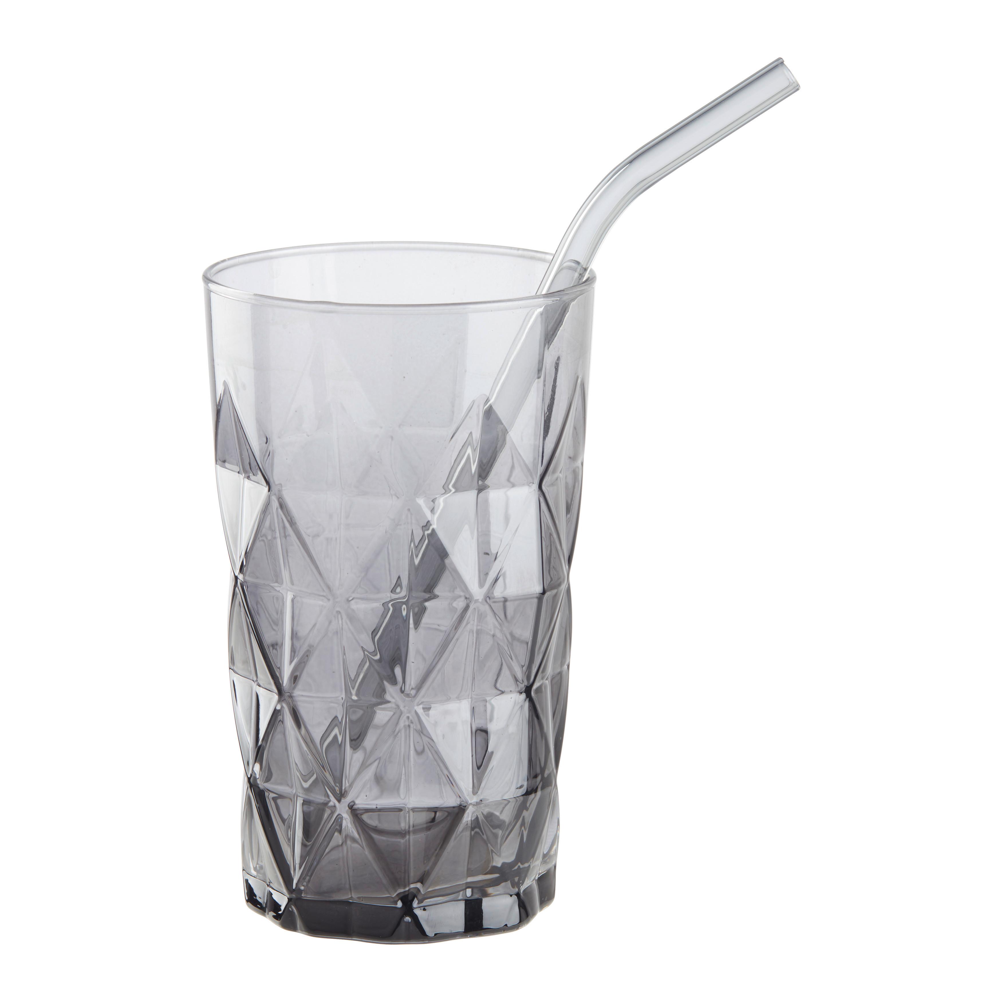 Trinkhalm Jessy Schwarz/Transparent, 7er Set - Transparent/Schwarz, Glas (20cm) - Premium Living
