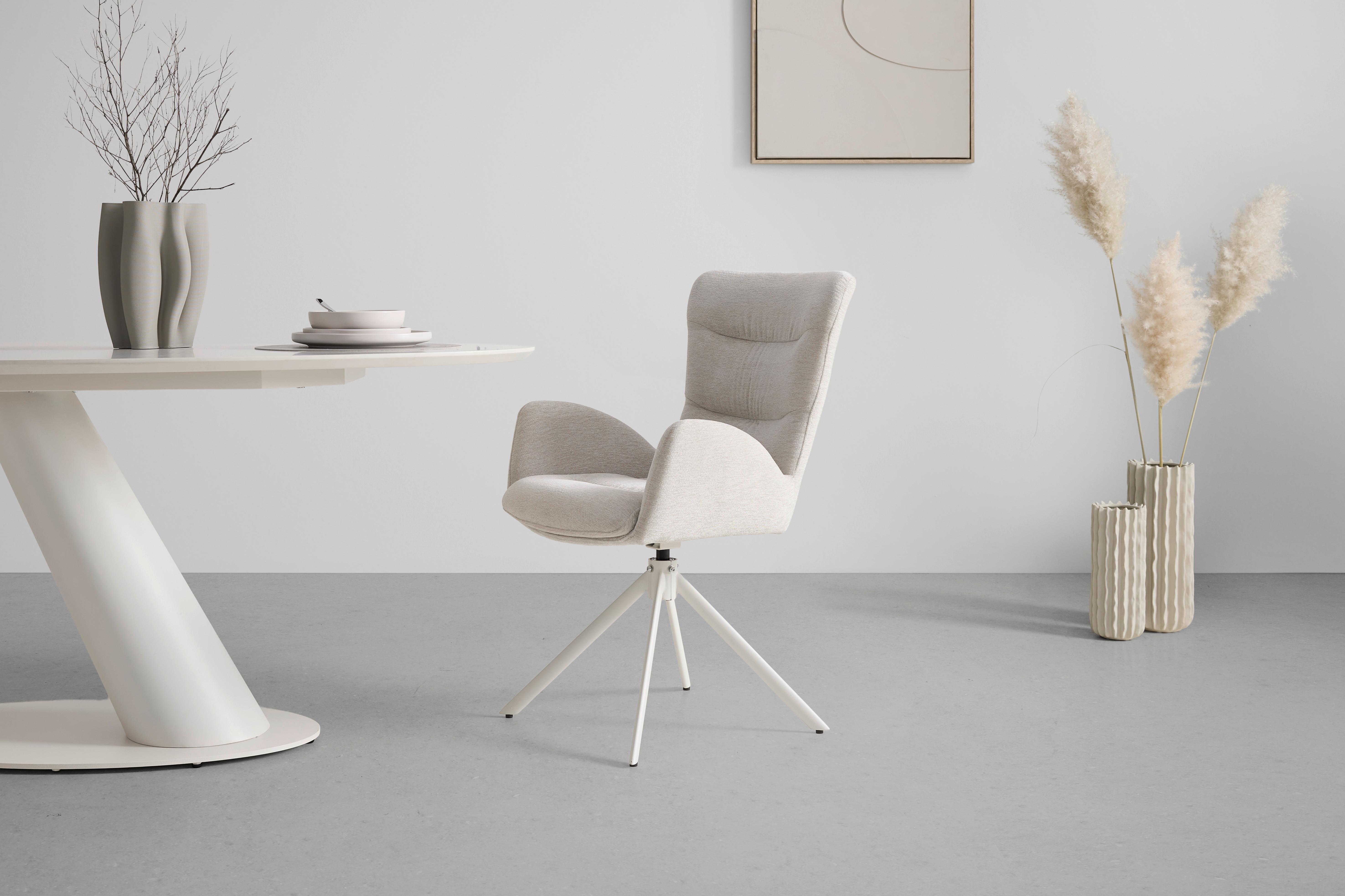 STOL MED ARMSTÖD STELLA - beige, Design, metall/textil (58/91/65cm) - Mömax