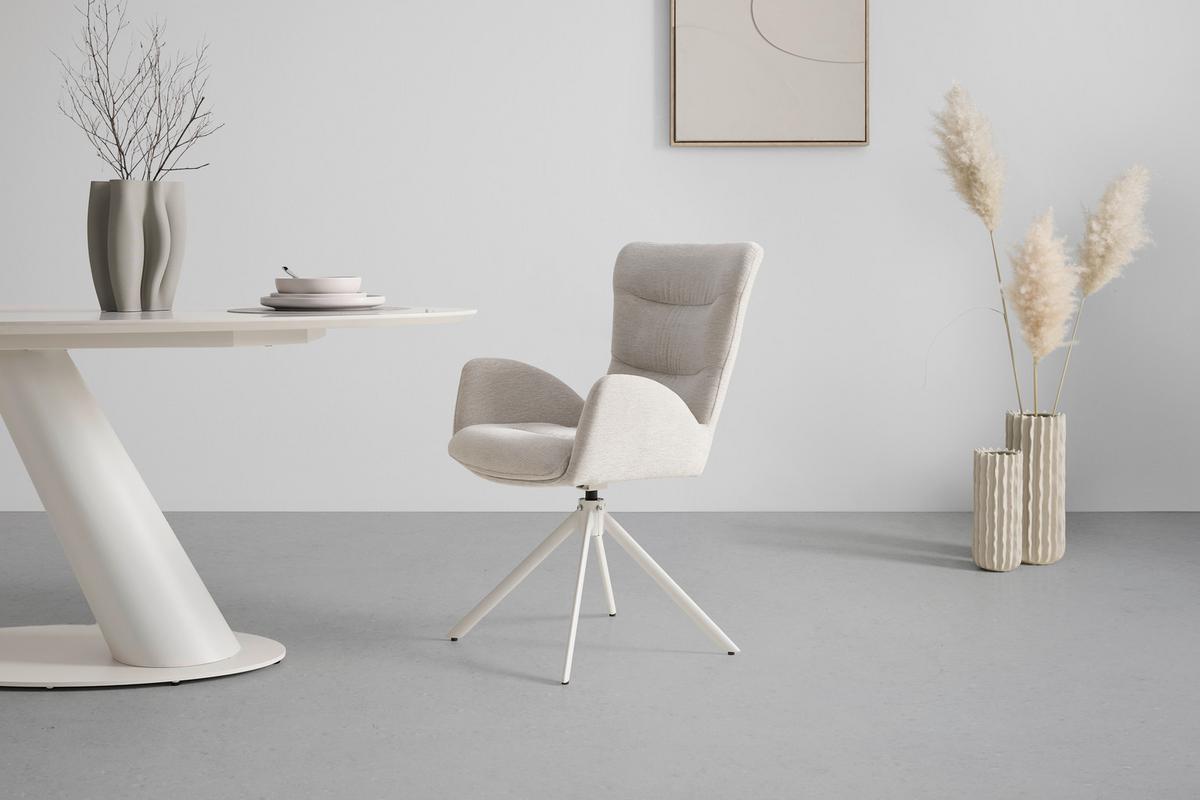 Karosszék Forgatható Stella - bézs, Design, textil/fém (58/91/65cm) - Mömax