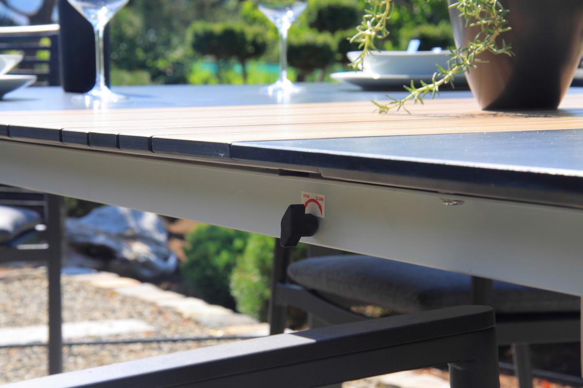 Gartenset 5-tlg. Metall/Glas/ Textil/Kunststof/Holzwerkstoff - Dunkelgrau/Anthrazit, Basics, Glas/Holzwerkstoff (180+60/100/74cm) - Acamp